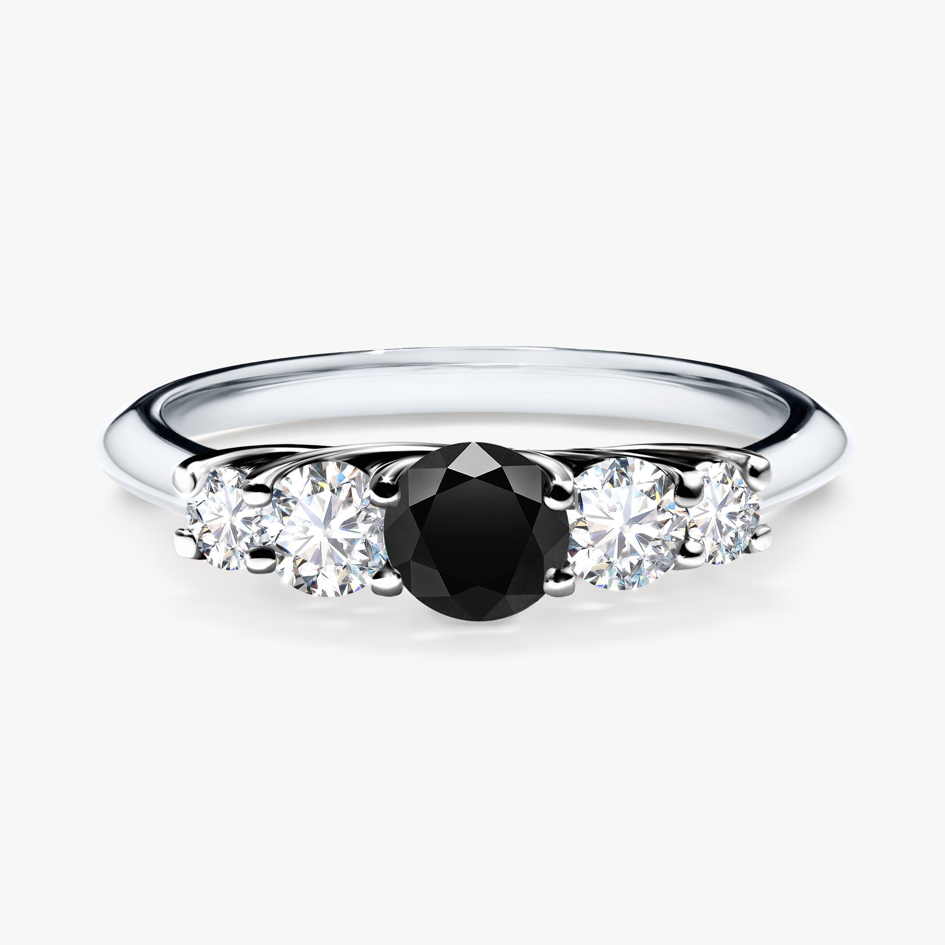 Pierscionek zareczynowy z diamentem czarny 053 CT z bialego zlota my darling 01