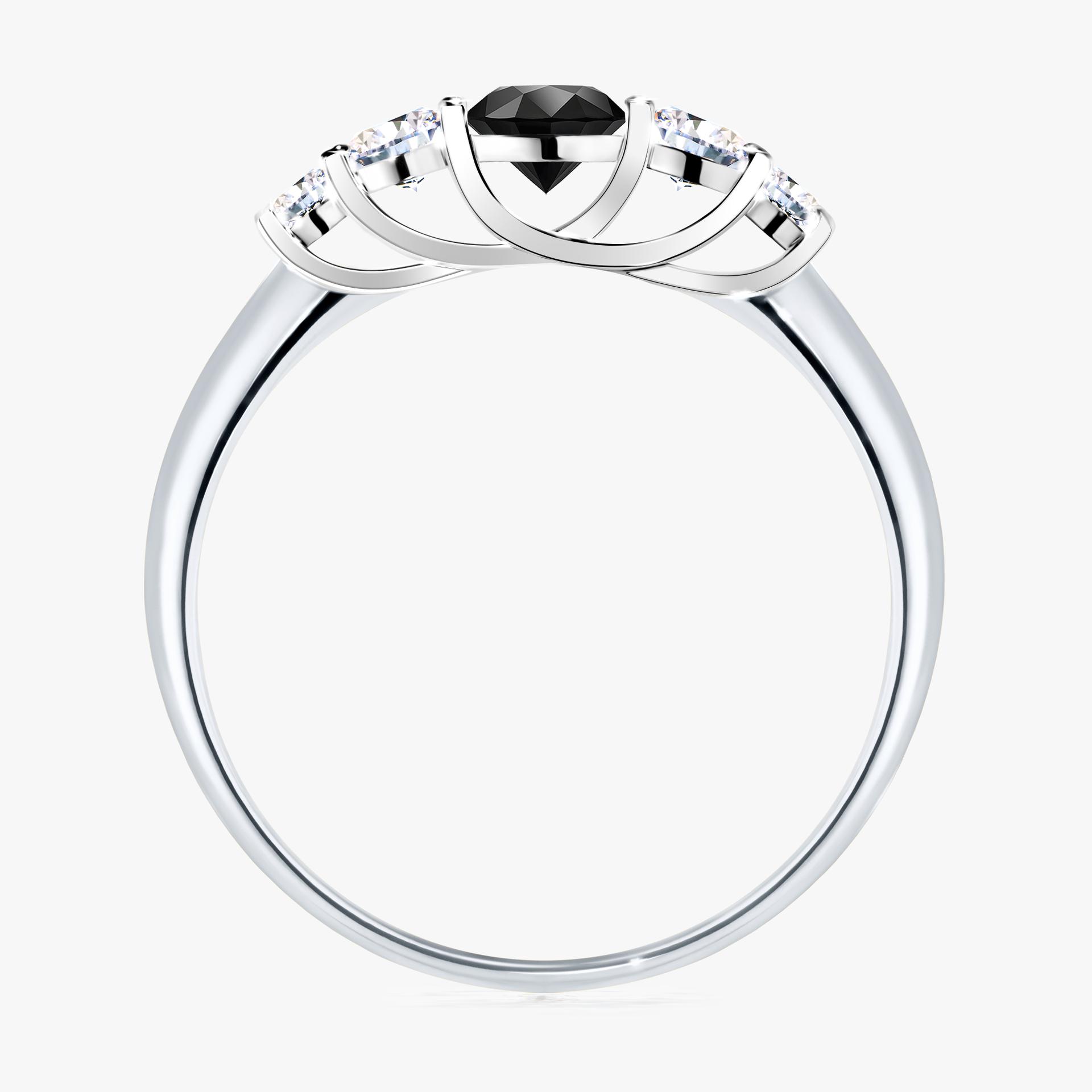 Pierscionek zareczynowy z diamentem czarny 053 CT z bialego zlota my darling 02