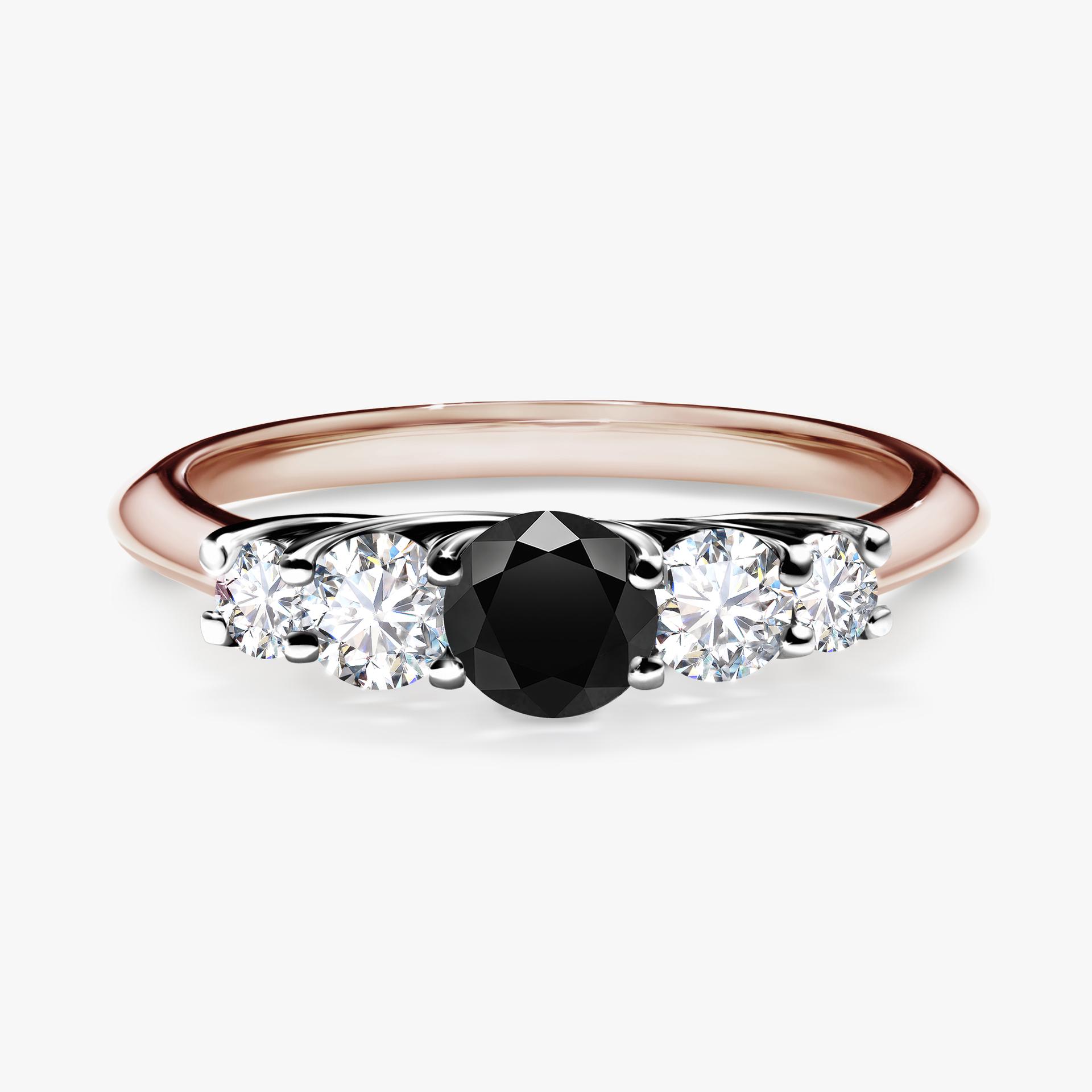 Pierscionek zareczynowy z diamentem czarny 053 CT z rozowego zlota my darling 01