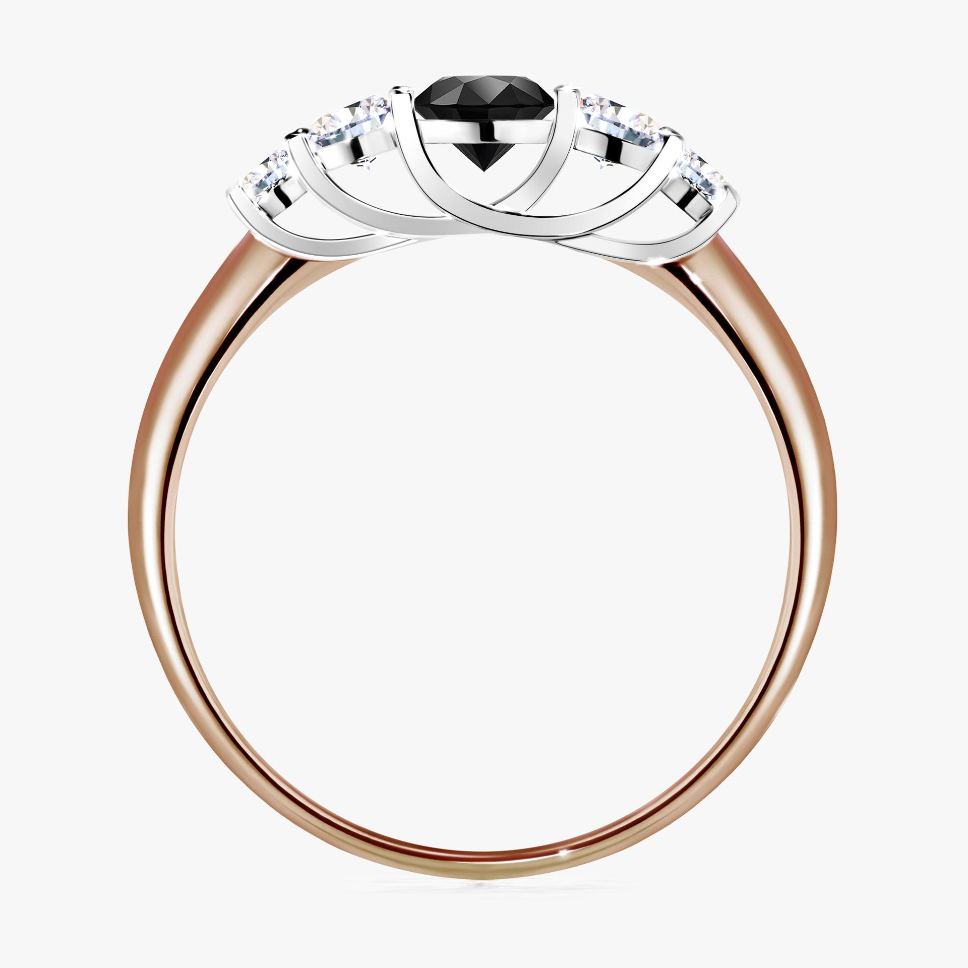 Pierscionek zareczynowy z diamentem czarny 053 CT z rozowego zlota my darling 02