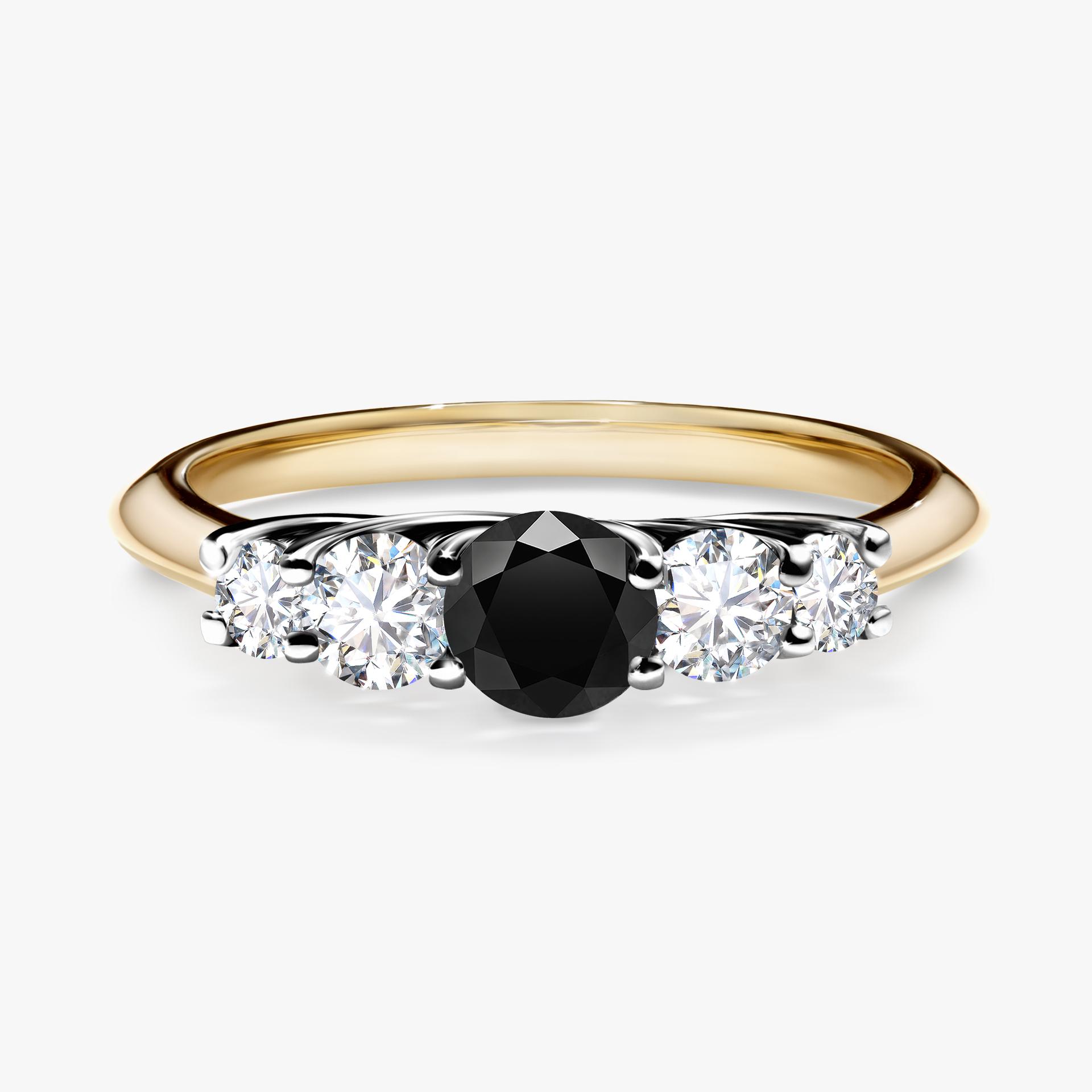 Pierscionek zareczynowy z diamentem czarny 053 CT z zoltego zlota my darling 01