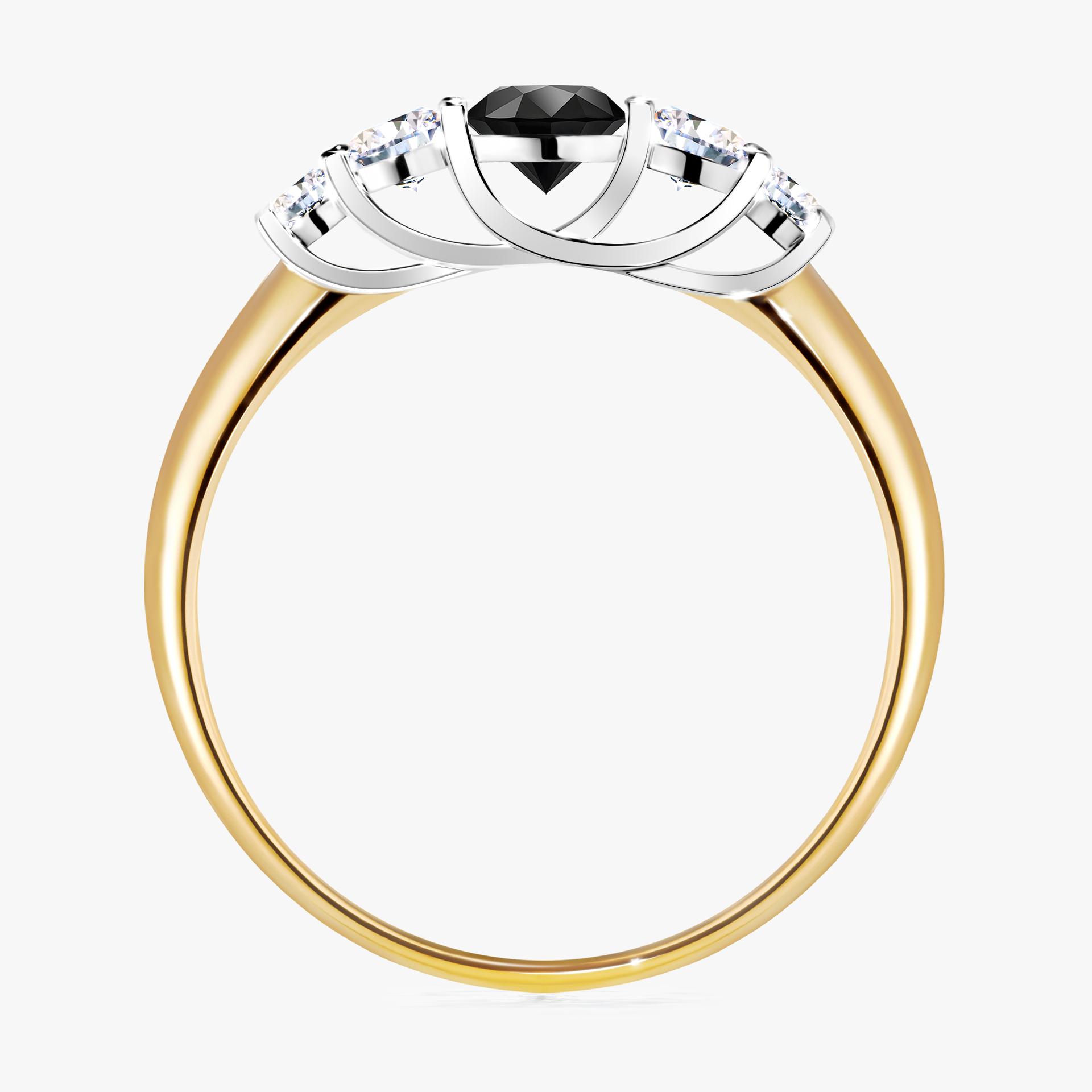 Pierscionek zareczynowy z diamentem czarny 053 CT z zoltego zlota my darling 02