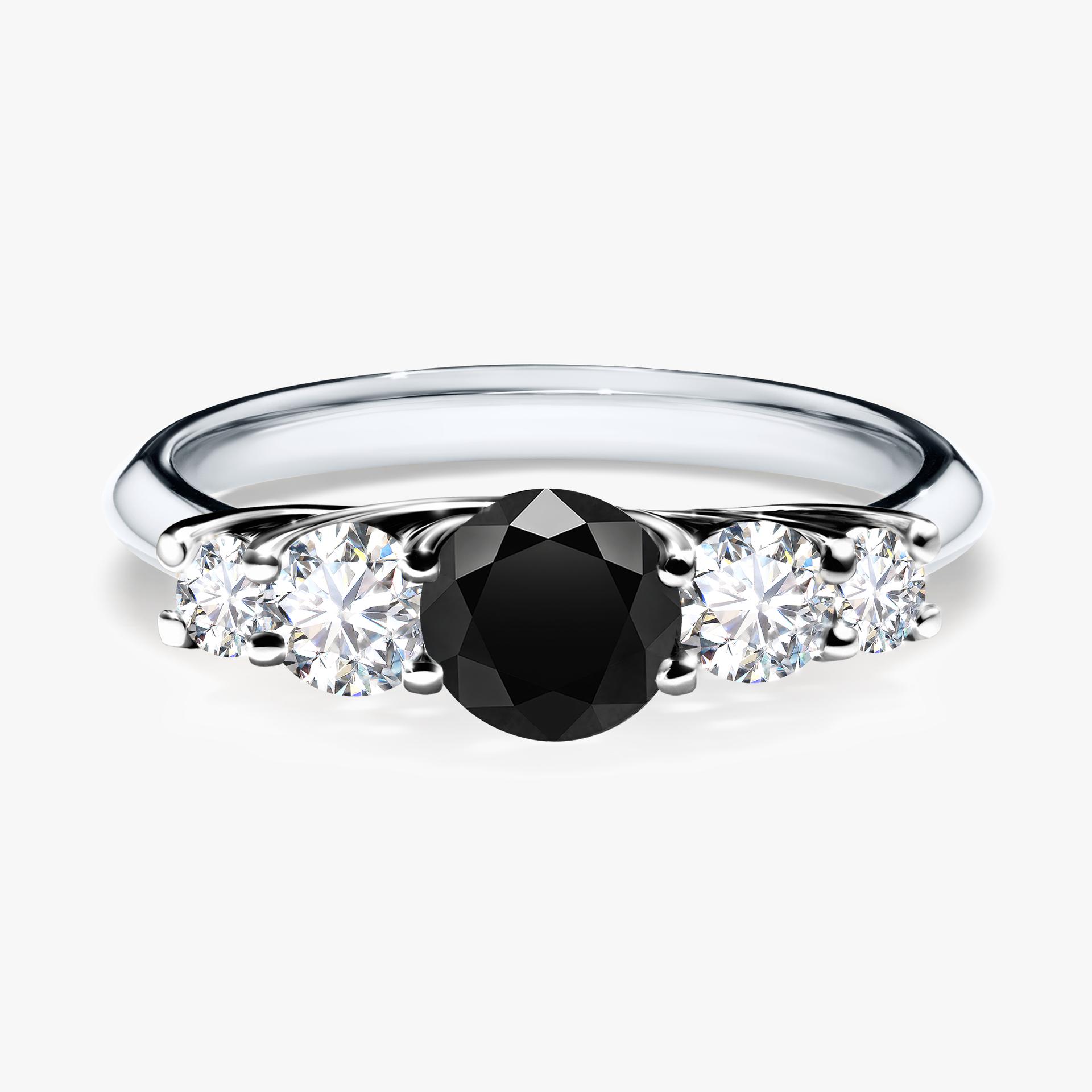 Pierscionek zareczynowy z diamentem czarny 096 CT z bialego zlota my darling 01