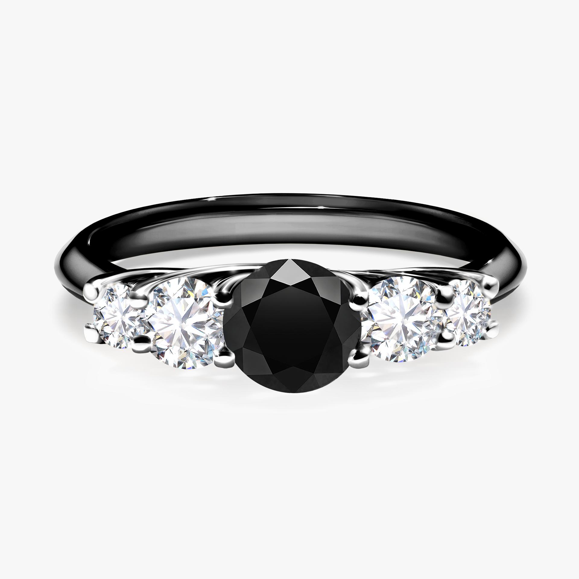 Pierscionek zareczynowy z diamentem czarny 096 CT z czarnego zlota my darling 01