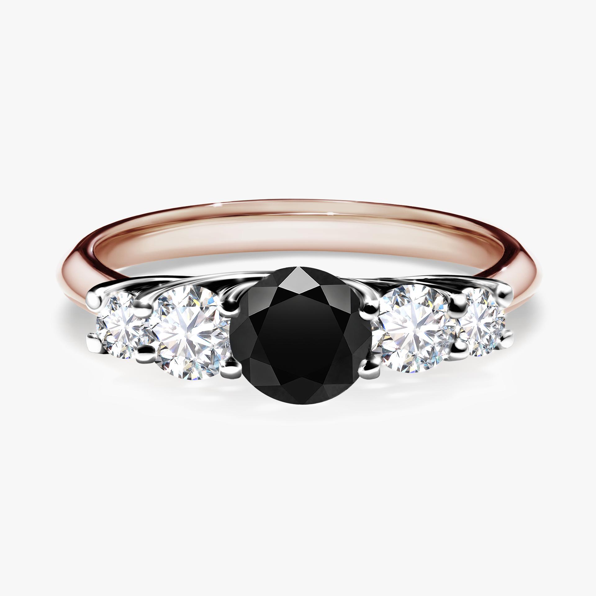 Pierscionek zareczynowy z diamentem czarny 096 CT z rozowego zlota my darling 01