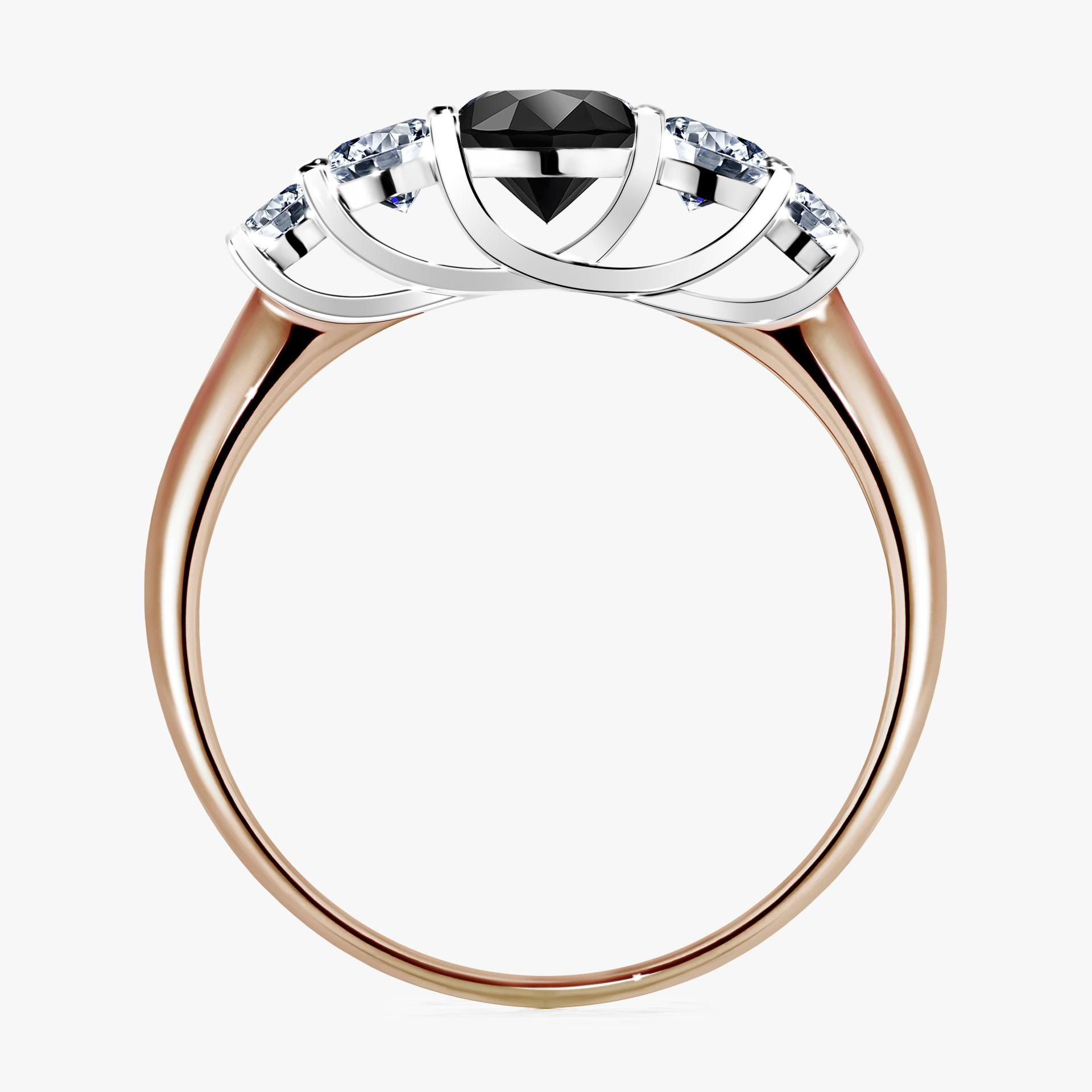 Pierscionek zareczynowy z diamentem czarny 096 CT z rozowego zlota my darling 02