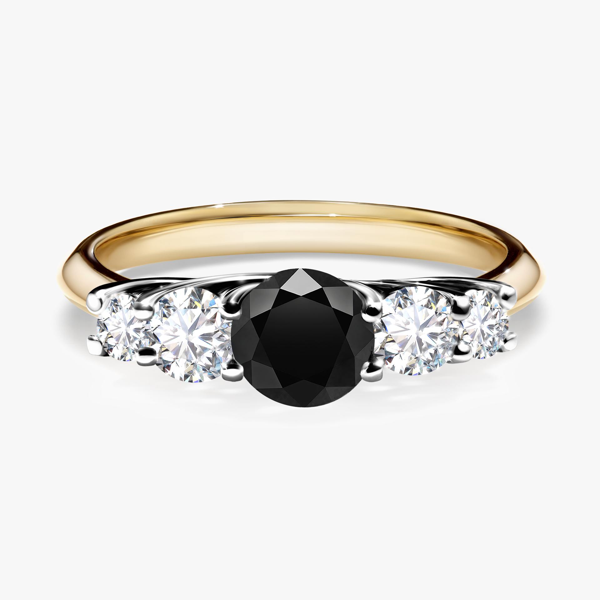 Pierscionek zareczynowy z diamentem czarny 096 CT z zoltego zlota my darling 01