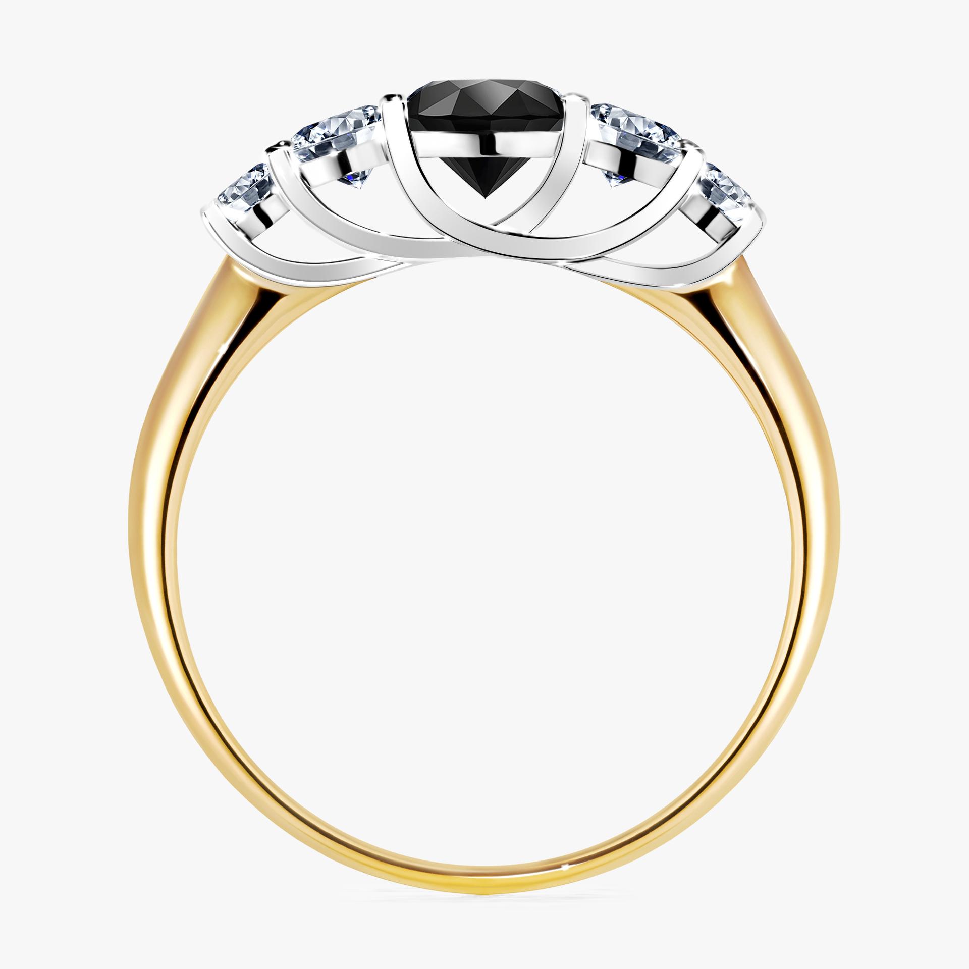 Pierscionek zareczynowy z diamentem czarny 096 CT z zoltego zlota my darling 02
