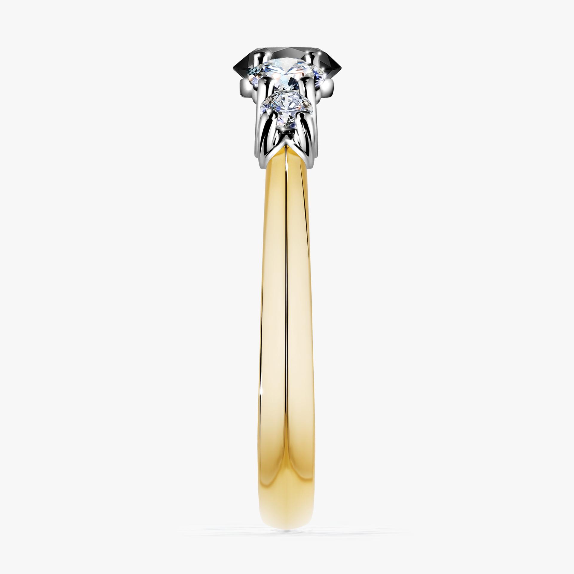 Pierscionek zareczynowy z diamentem czarny 096 CT z zoltego zlota my darling 03