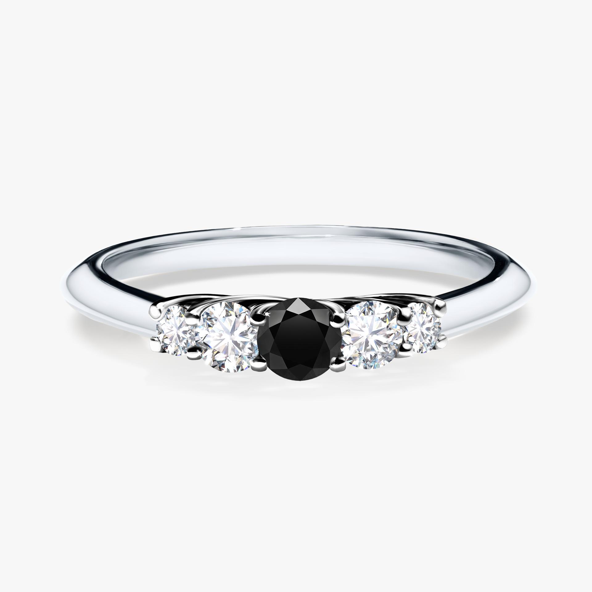 Pierscionek zareczynowy z diamentem czarnym 022 CT z bialego zlota my darling 01