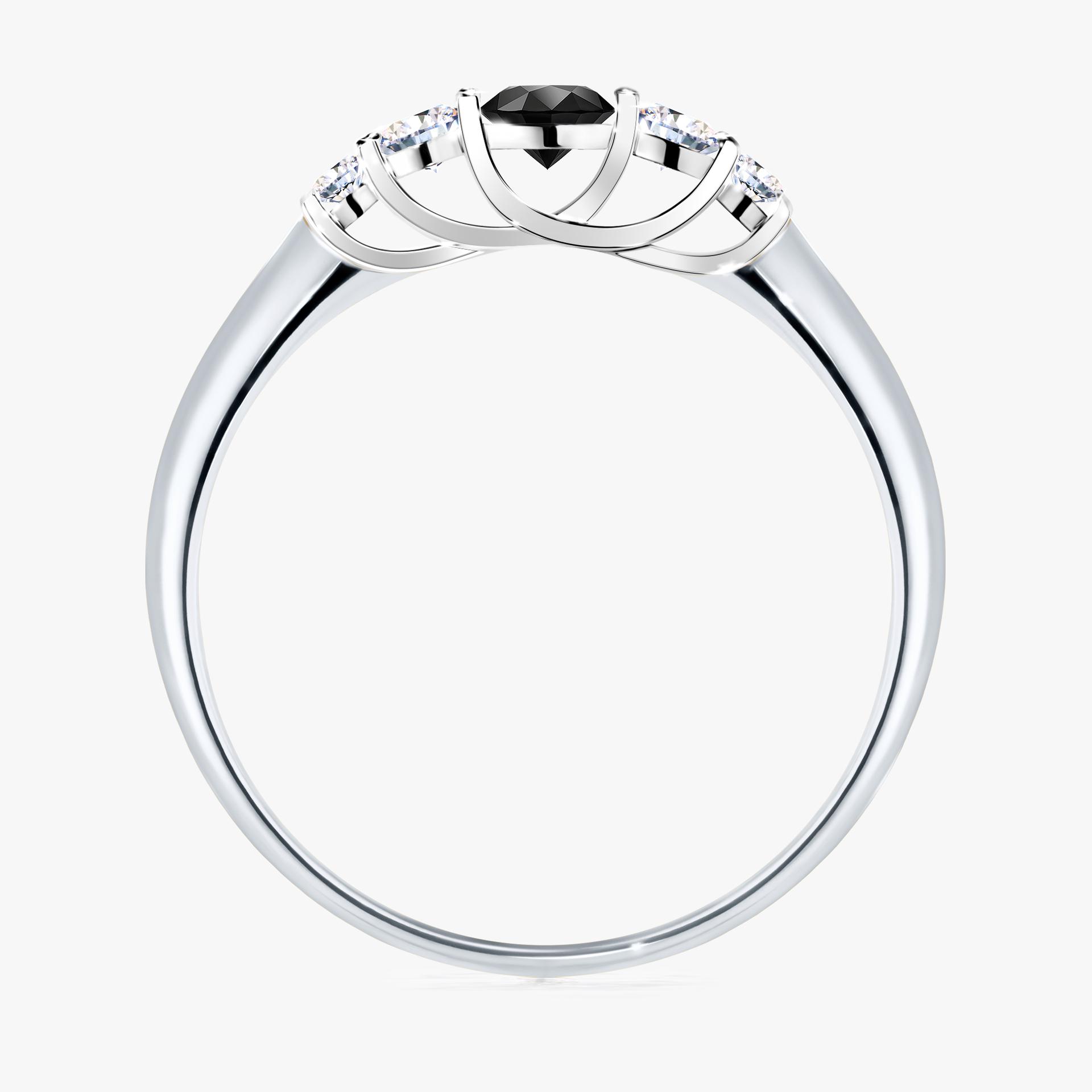 Pierscionek zareczynowy z diamentem czarnym 022 CT z bialego zlota my darling 02
