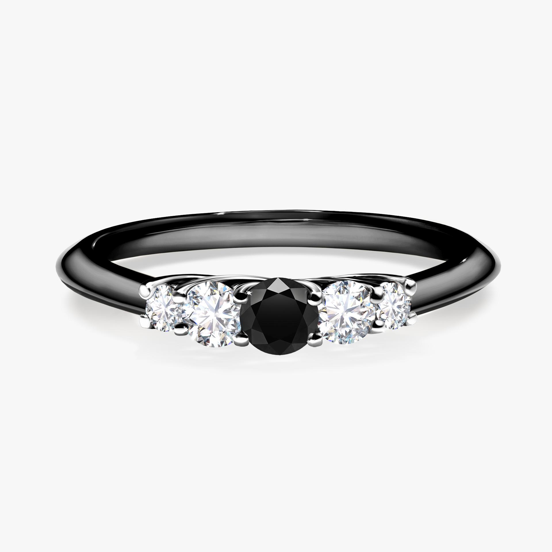 Pierscionek zareczynowy z diamentem czarnym 022 CT z czarnego zlota my darling 01