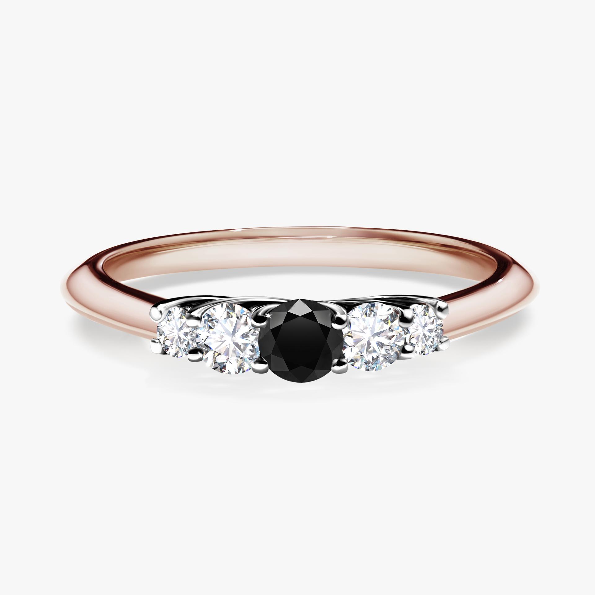 Pierscionek zareczynowy z diamentem czarnym 022 CT z rozowego zlota my darling 01