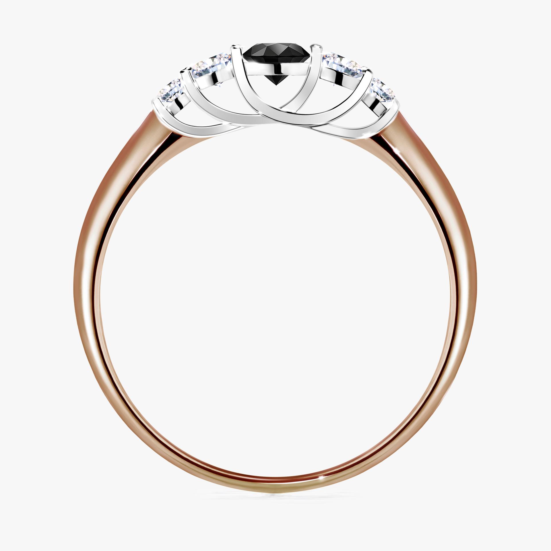 Pierscionek zareczynowy z diamentem czarnym 022 CT z rozowego zlota my darling 02