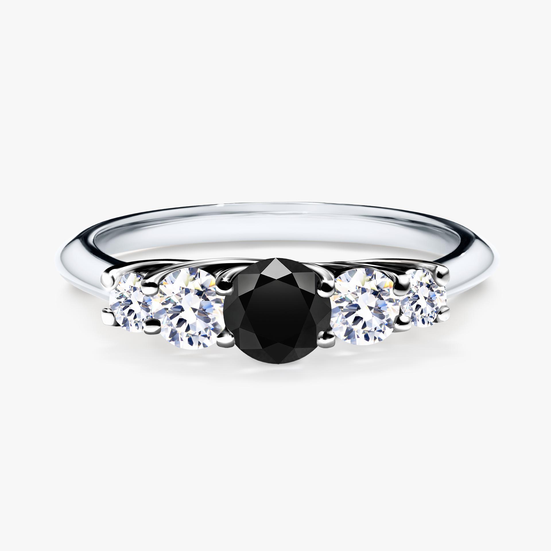 Pierscionek zareczynowy z diamentem czarnym 053 CT z bialego zlota my darling 01