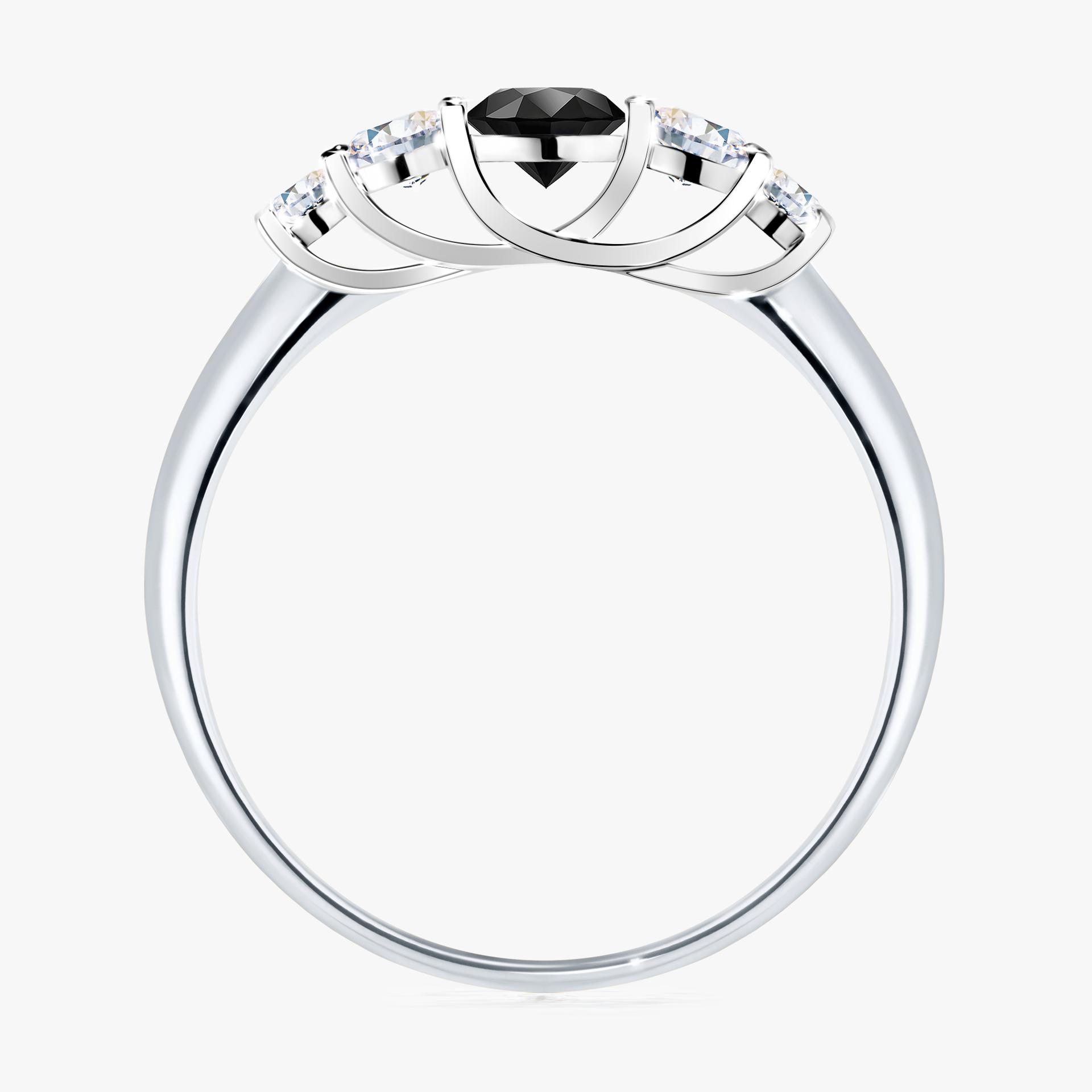 Pierscionek zareczynowy z diamentem czarnym 053 CT z bialego zlota my darling 02