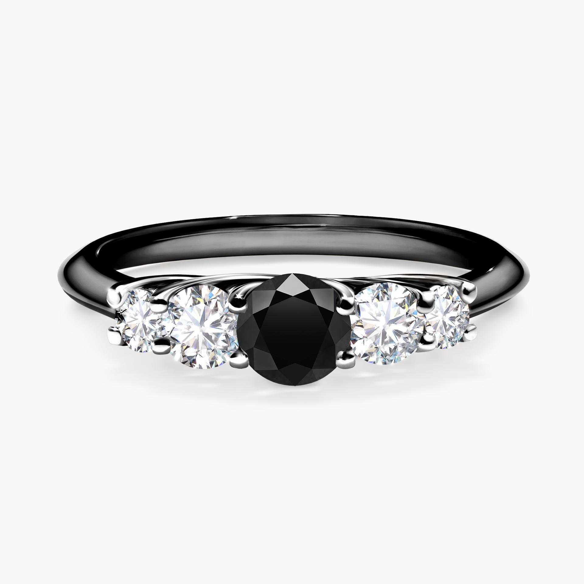 Pierscionek zareczynowy z diamentem czarnym 053 CT z czarnego zlota my darling 01