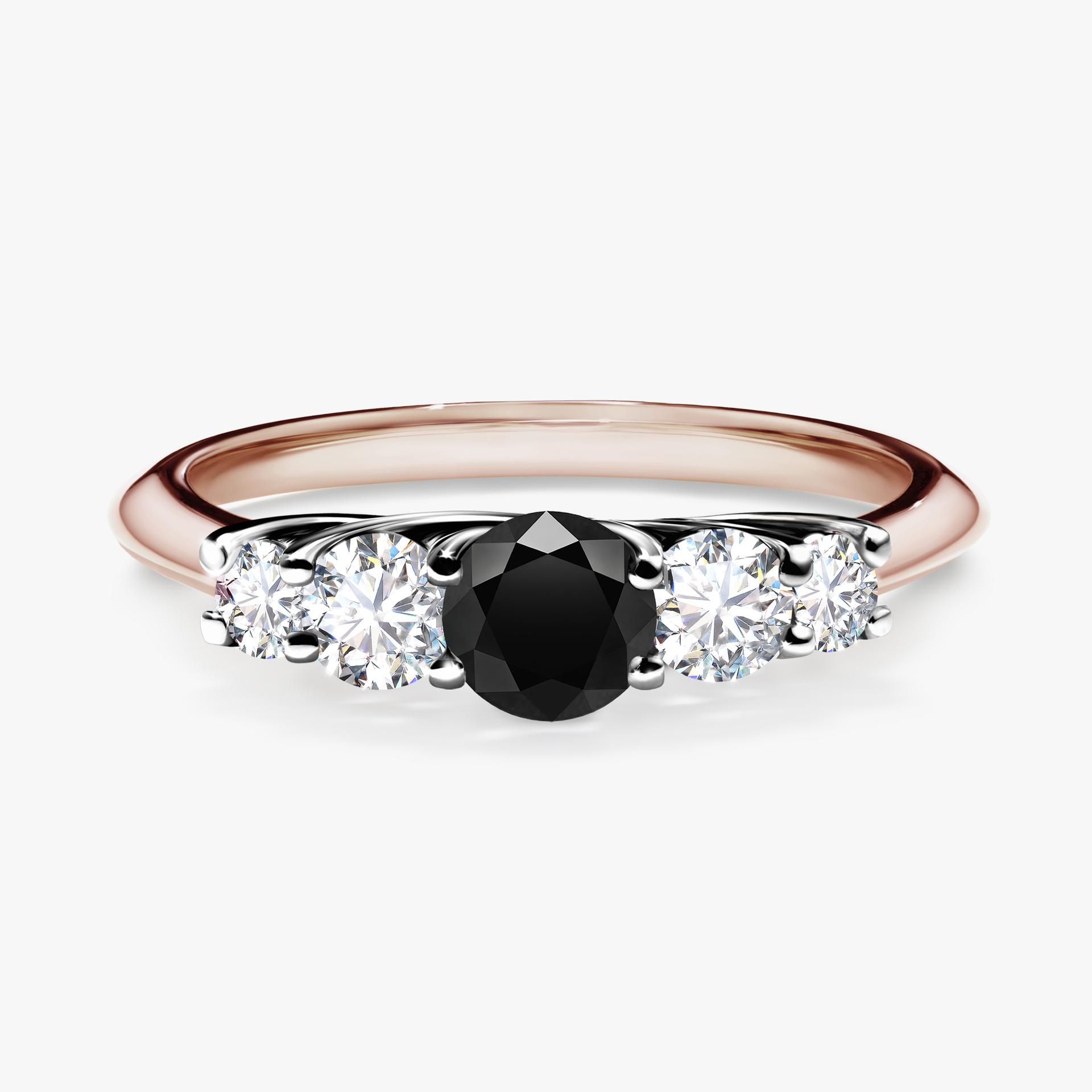 Pierscionek zareczynowy z diamentem czarnym 053 CT z rozowego zlota my darling 01
