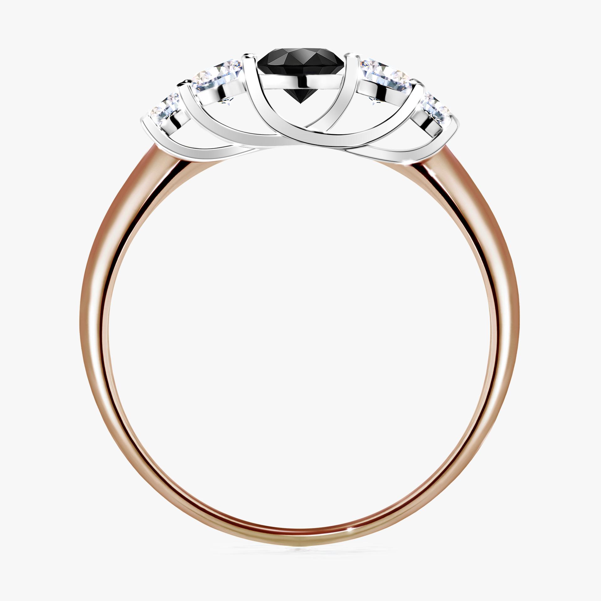 Pierscionek zareczynowy z diamentem czarnym 053 CT z rozowego zlota my darling 02