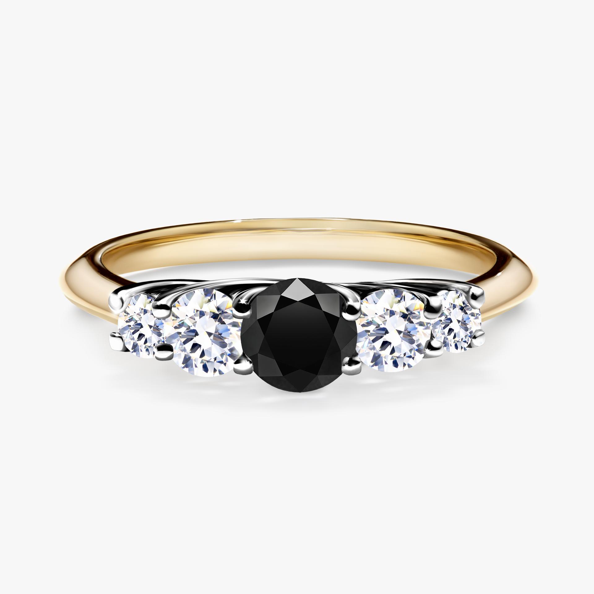 Pierscionek zareczynowy z diamentem czarnym 053 CT z zoltego zlota my darling 01