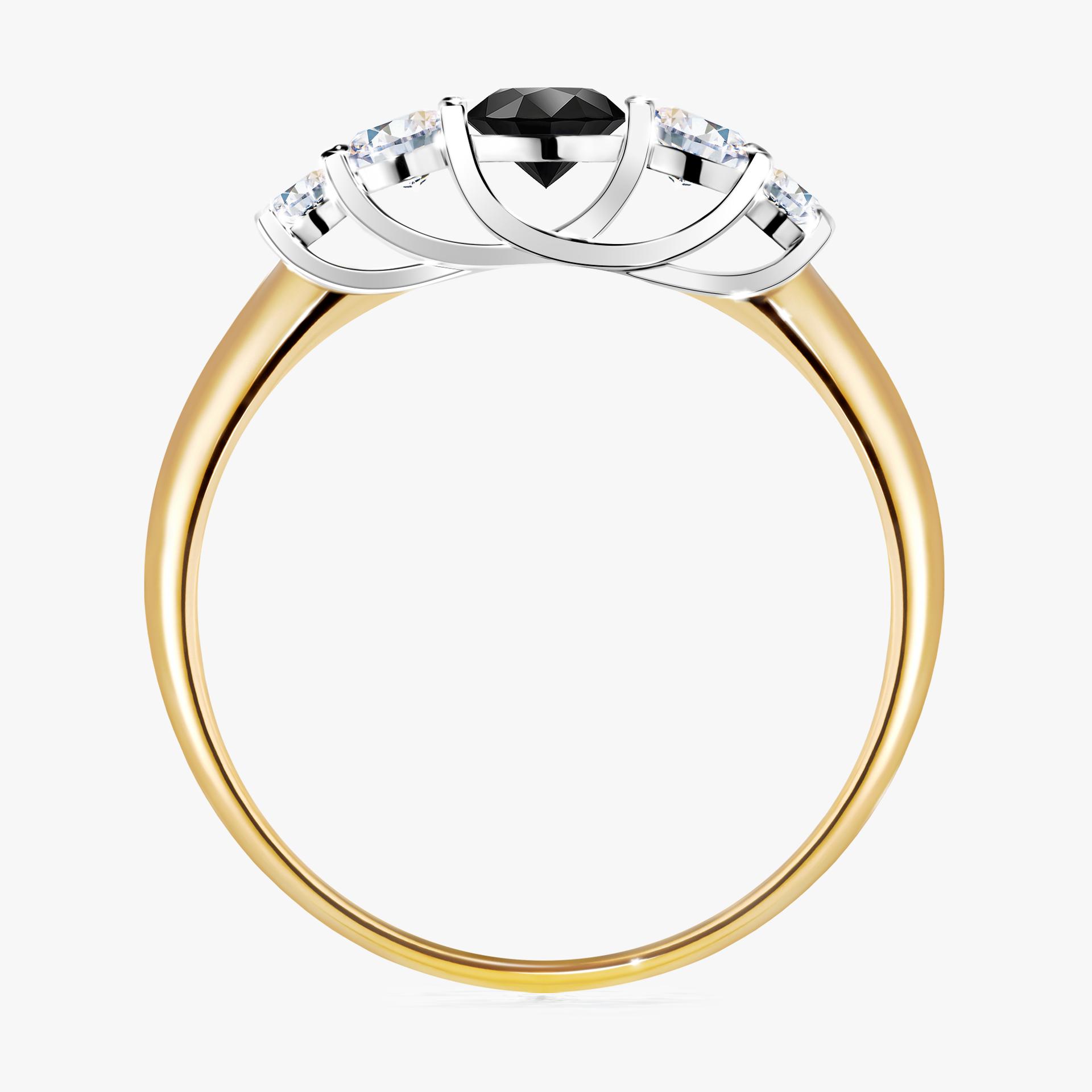 Pierscionek zareczynowy z diamentem czarnym 053 CT z zoltego zlota my darling 02