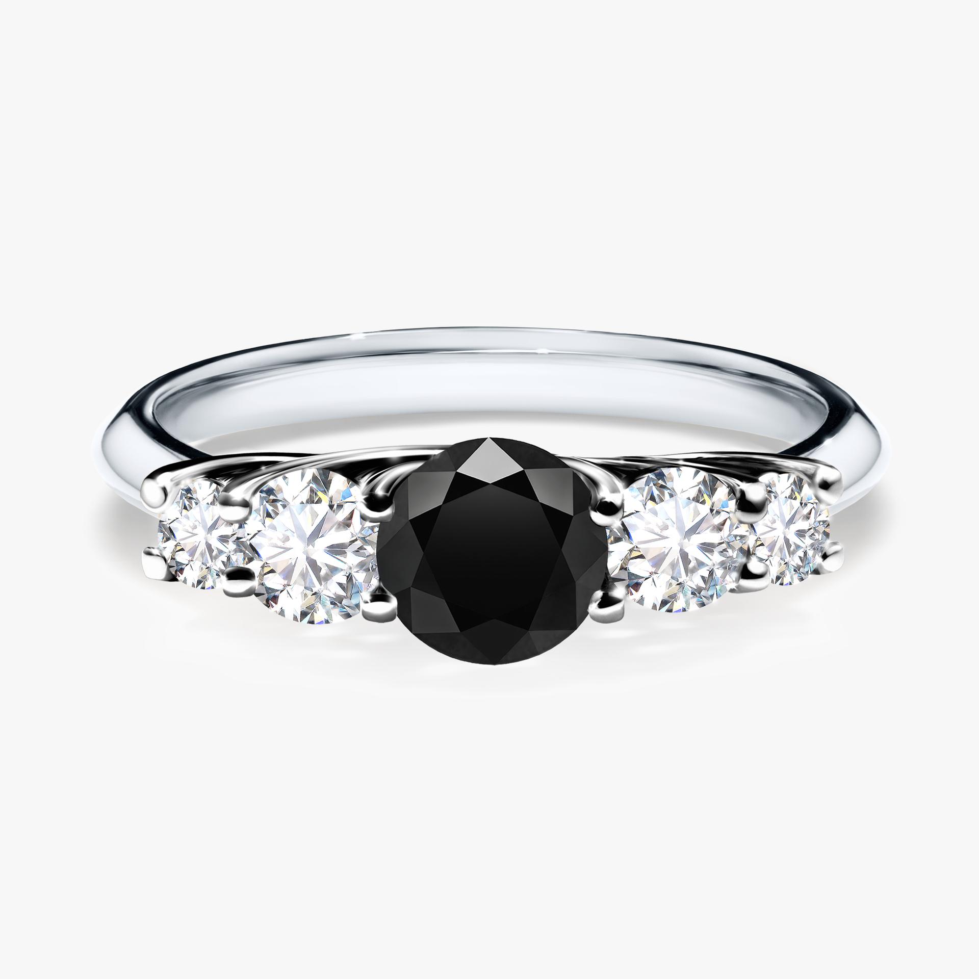 Pierscionek zareczynowy z diamentem czarnym 096 CT z bialego zlota my darling 01