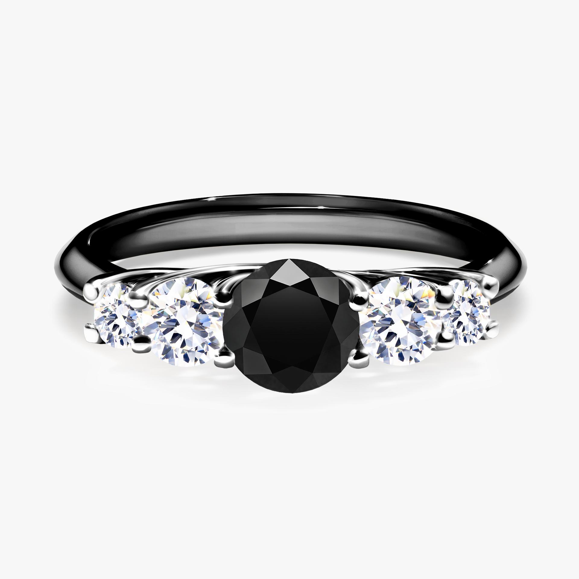 Pierscionek zareczynowy z diamentem czarnym 096 CT z czarnego zlota my darling 01