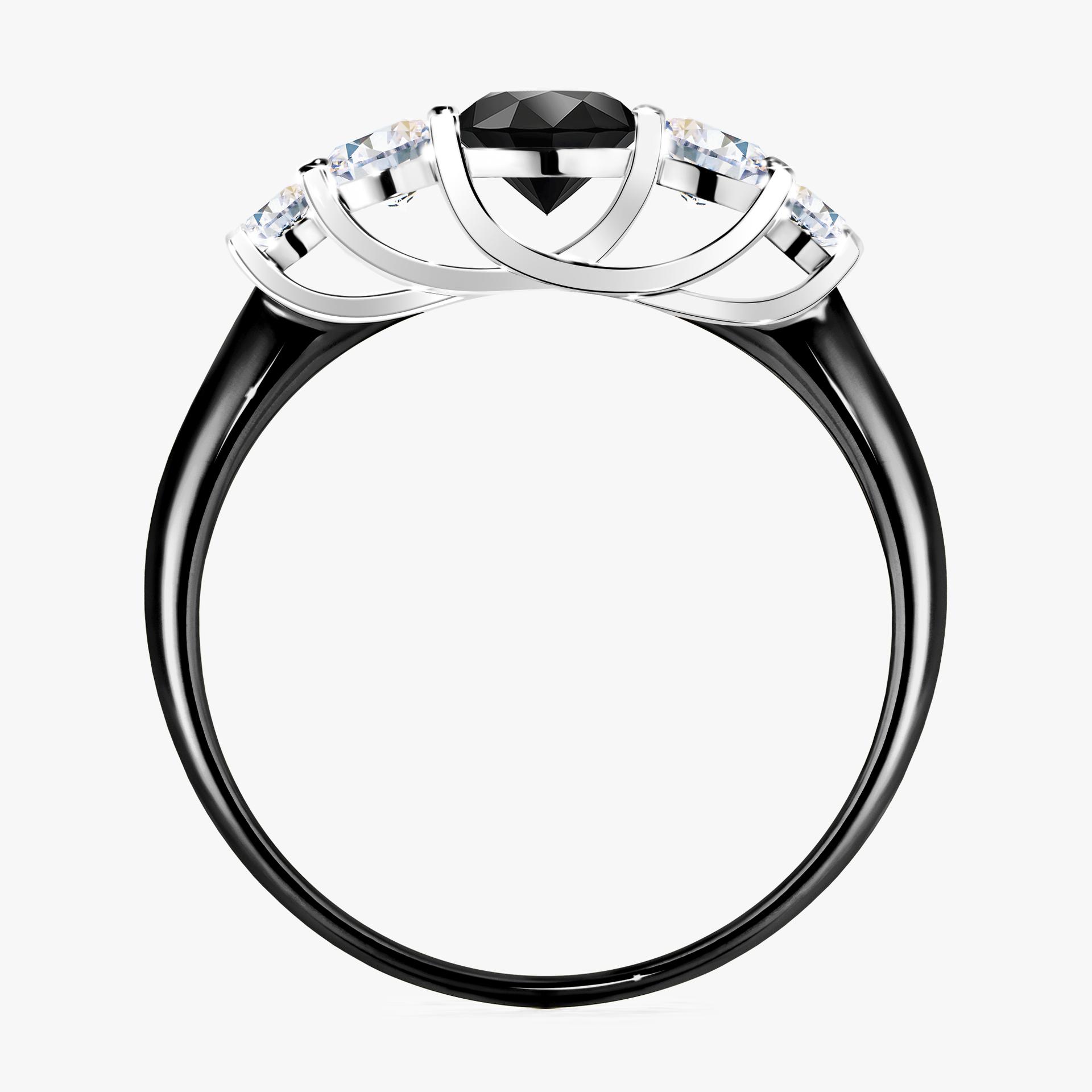 Pierscionek zareczynowy z diamentem czarnym 096 CT z czarnego zlota my darling 02