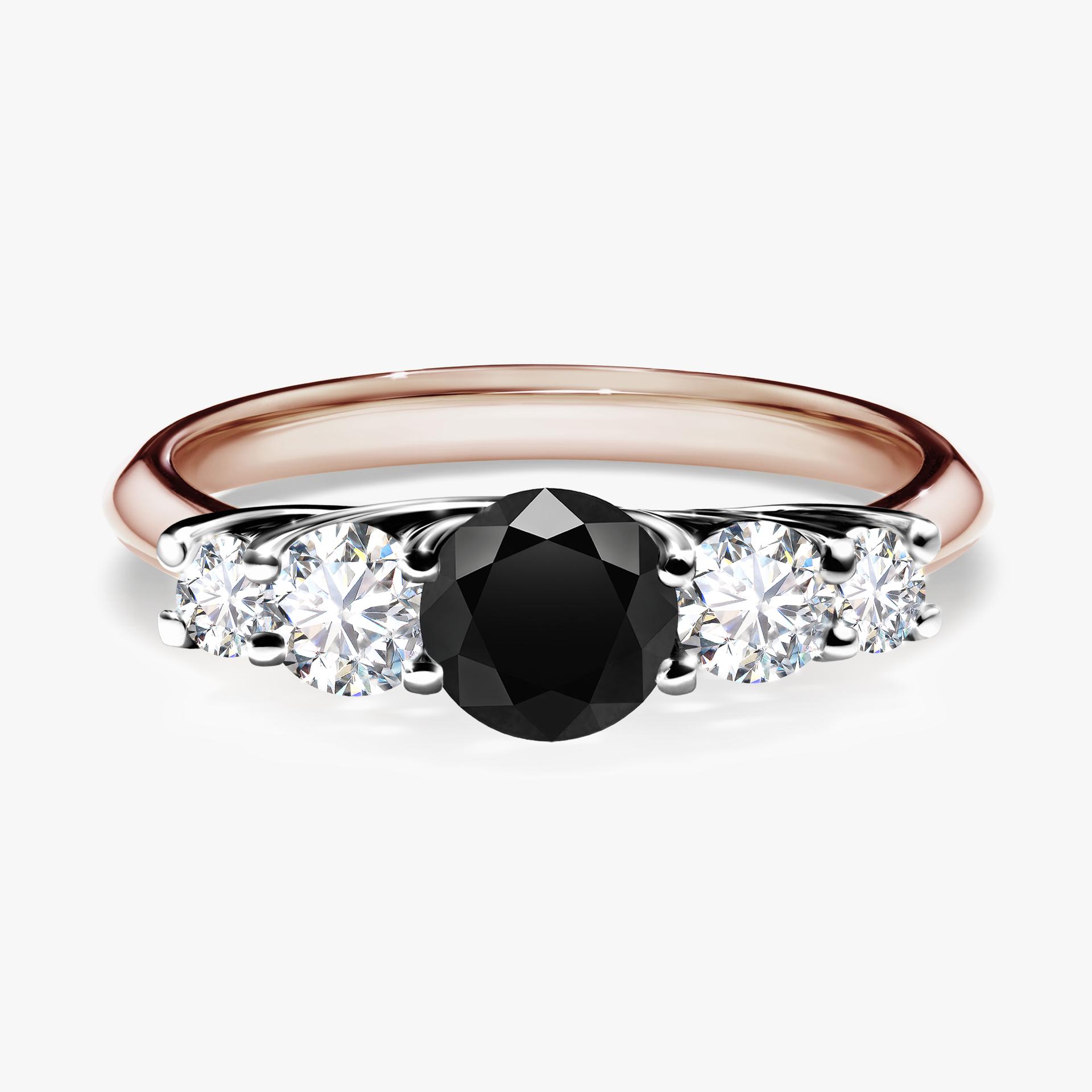 Pierscionek zareczynowy z diamentem czarnym 096 CT z rozowego zlota my darling 01
