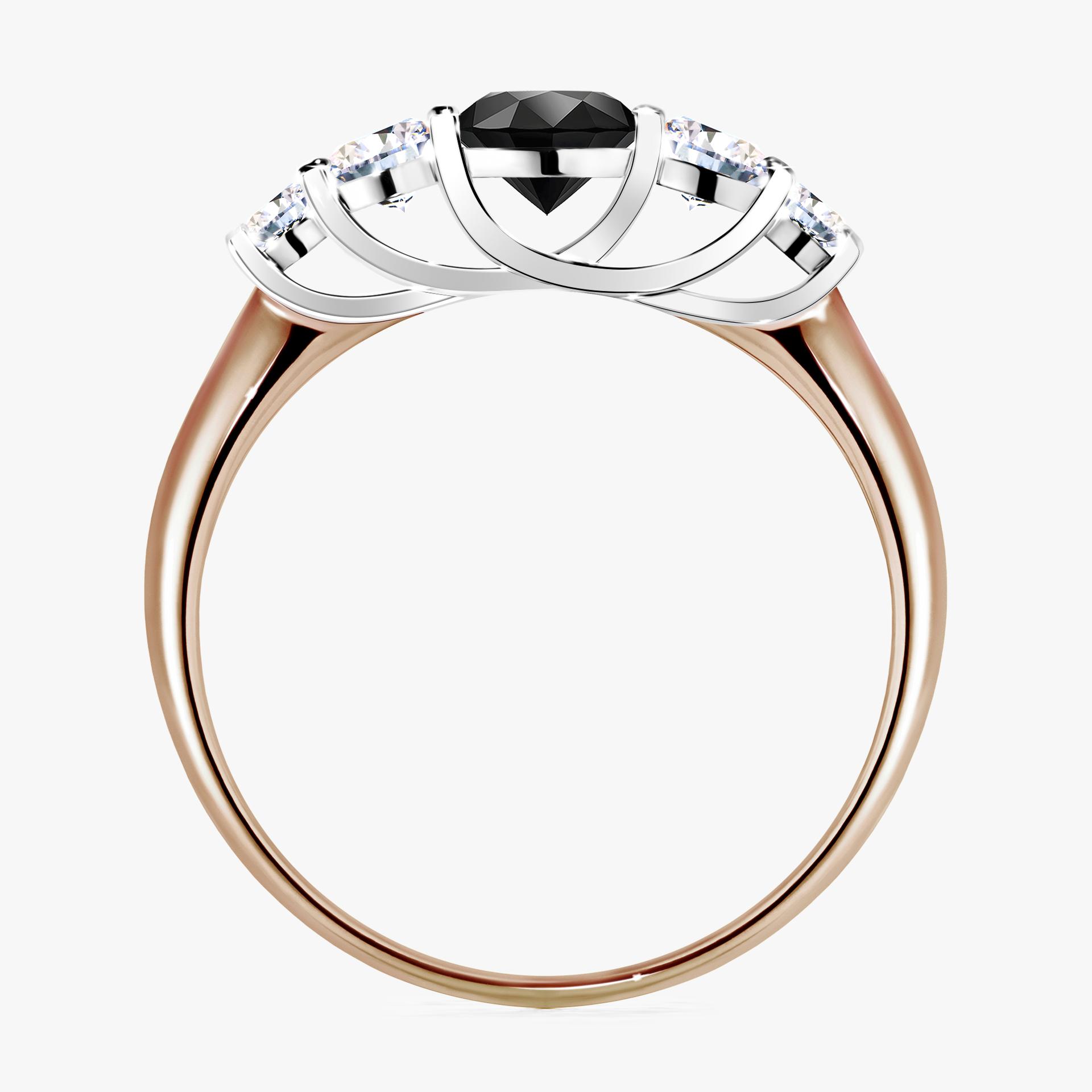 Pierscionek zareczynowy z diamentem czarnym 096 CT z rozowego zlota my darling 02