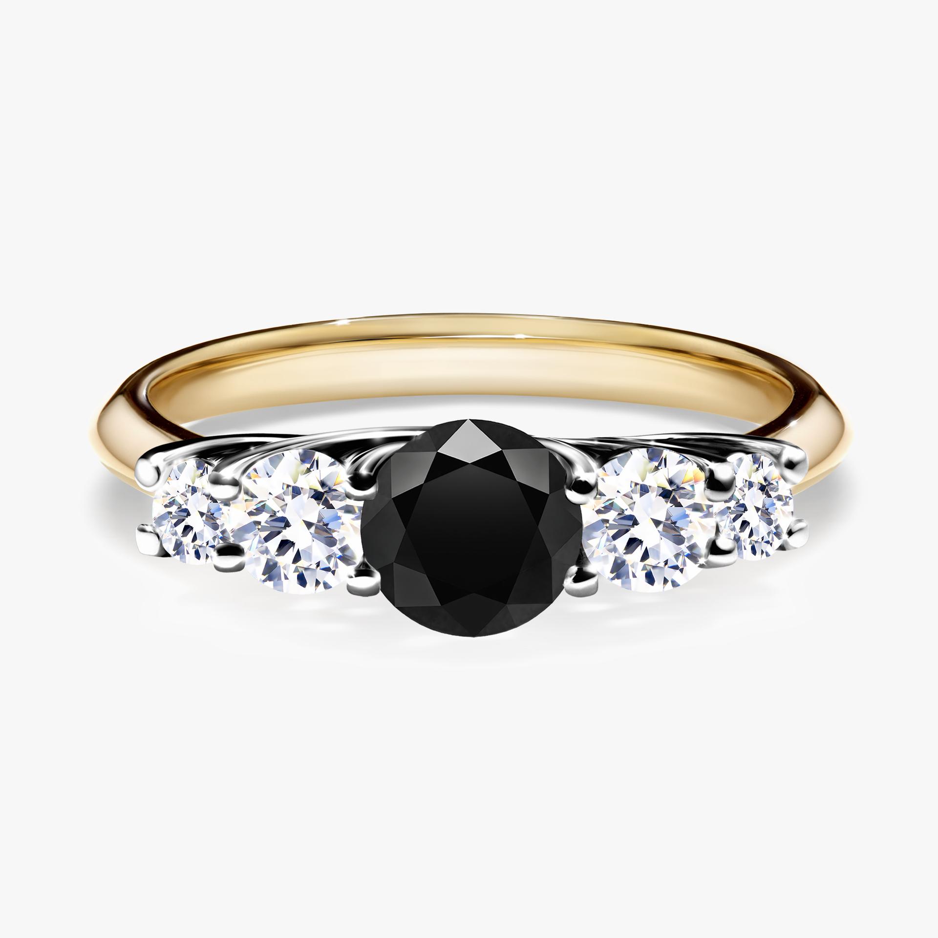 Pierscionek zareczynowy z diamentem czarnym 096 CT z zoltego zlota my darling 01