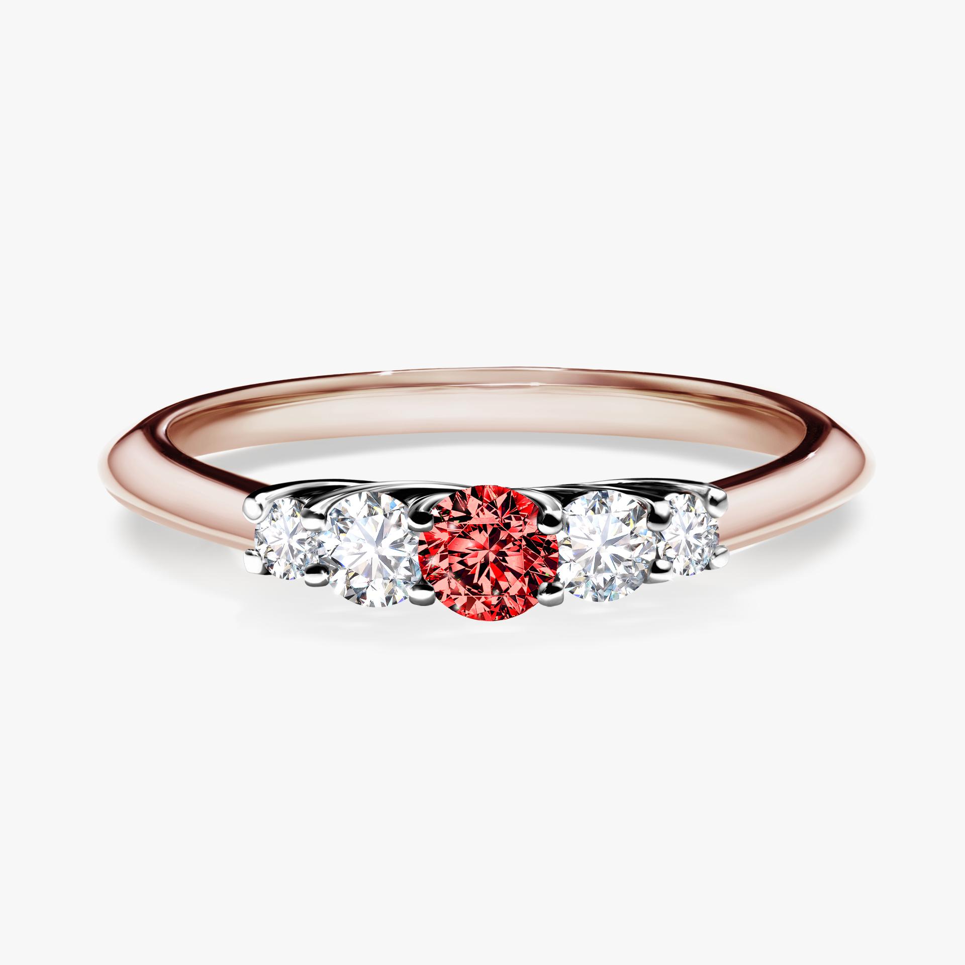 Pierscionek zareczynowy z diamentem czerwony 022 CT z rozowego zlota my darling 01