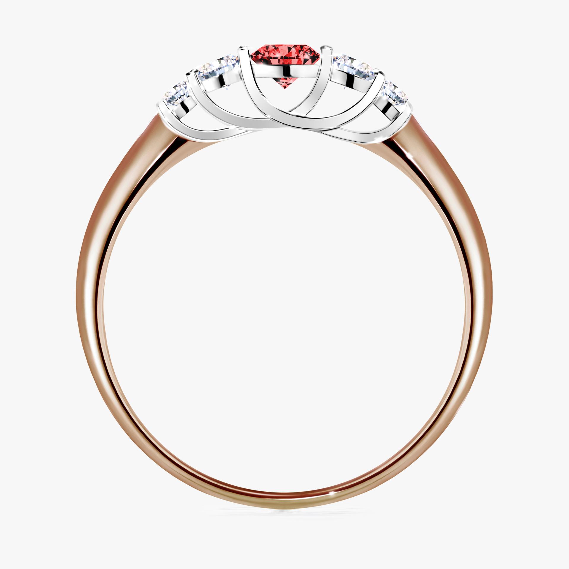 Pierscionek zareczynowy z diamentem czerwony 022 CT z rozowego zlota my darling 02