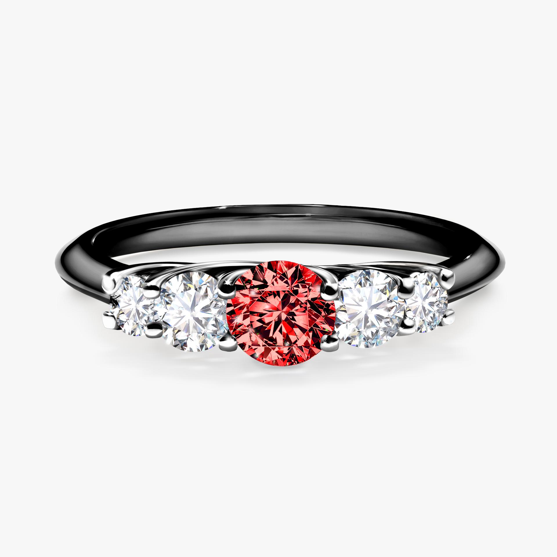 Pierścionek zaręczynowy My Darling z czarnego złota z czerwonym diamentem 0,53ct