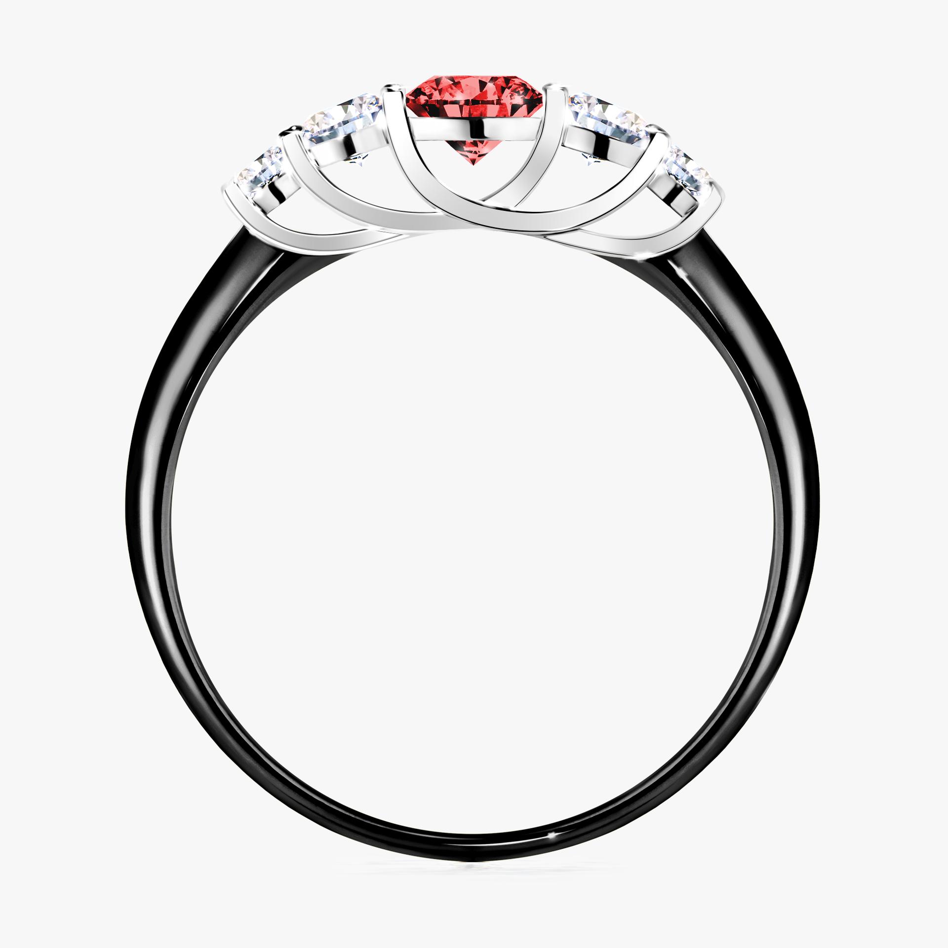 Pierścionek zaręczynowy My Darling z czarnego złota z czerwonym diamentem 0,53ct