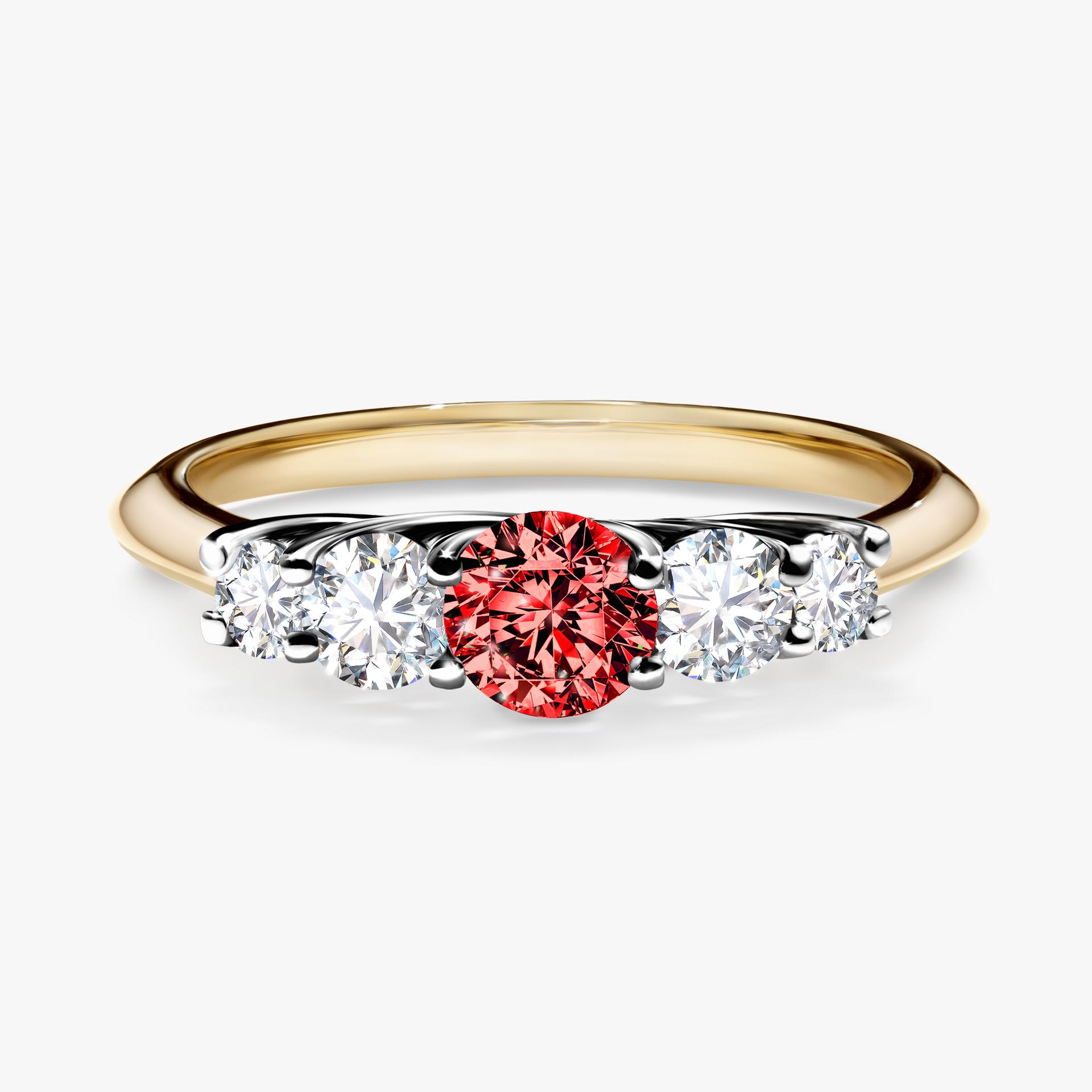 Pierscionek zareczynowy z diamentem czerwony 053 CT z zoltego zlota my darling 01
