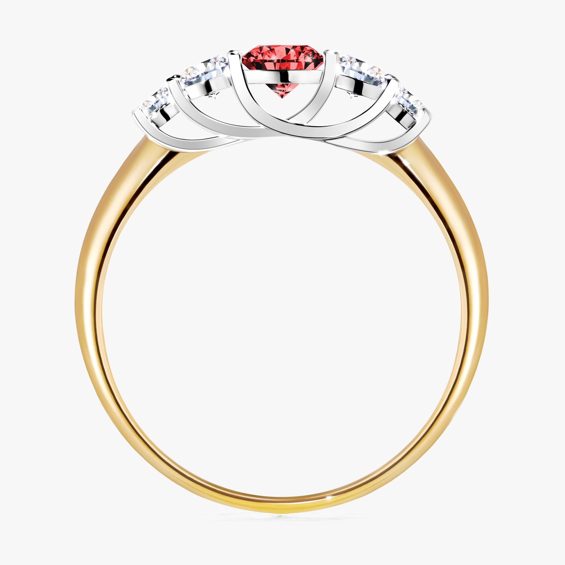Pierscionek zareczynowy z diamentem czerwony 053 CT z zoltego zlota my darling 02