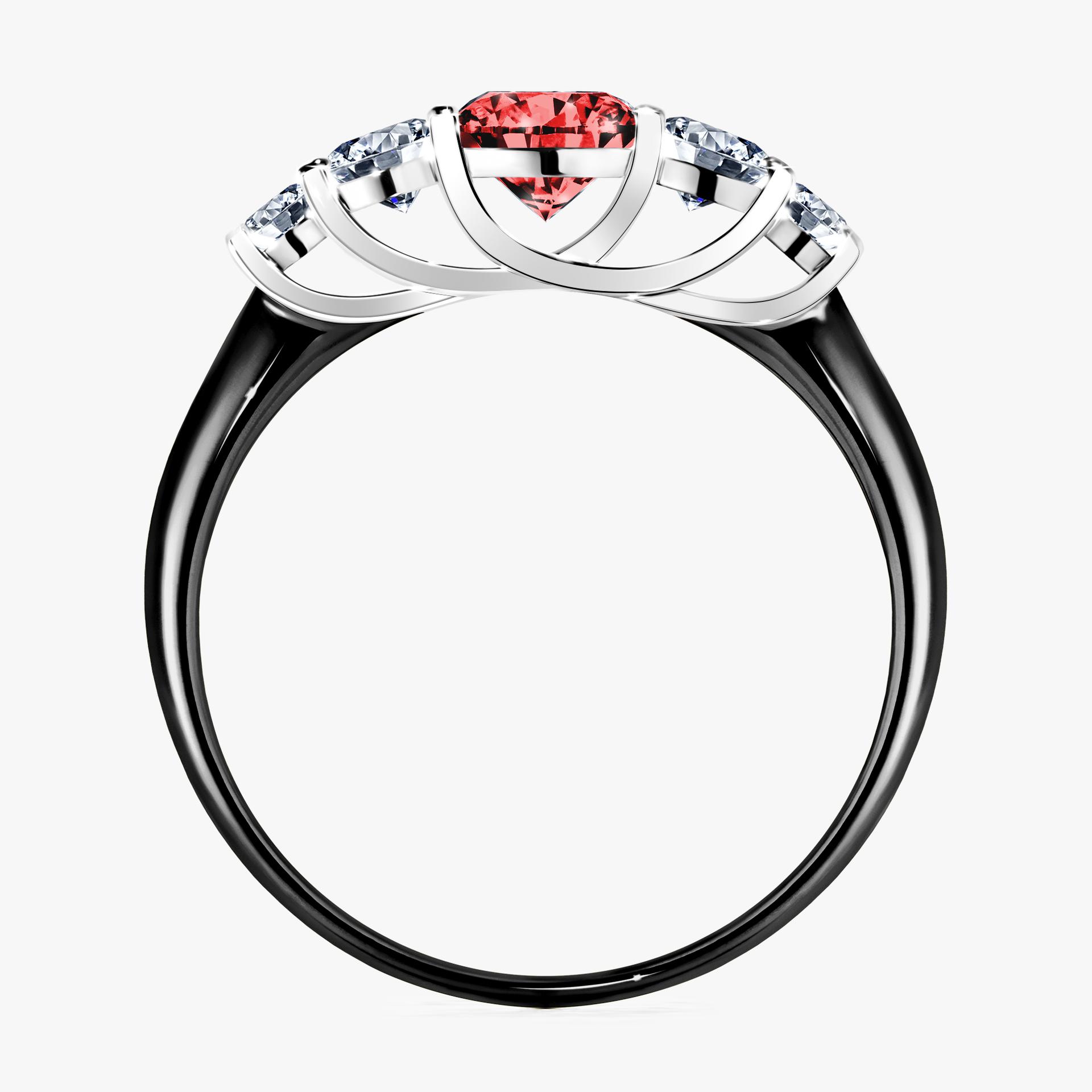 Pierścionek zaręczynowy My Darling z czarnego złota z czerwonym diamentem 0,96ct