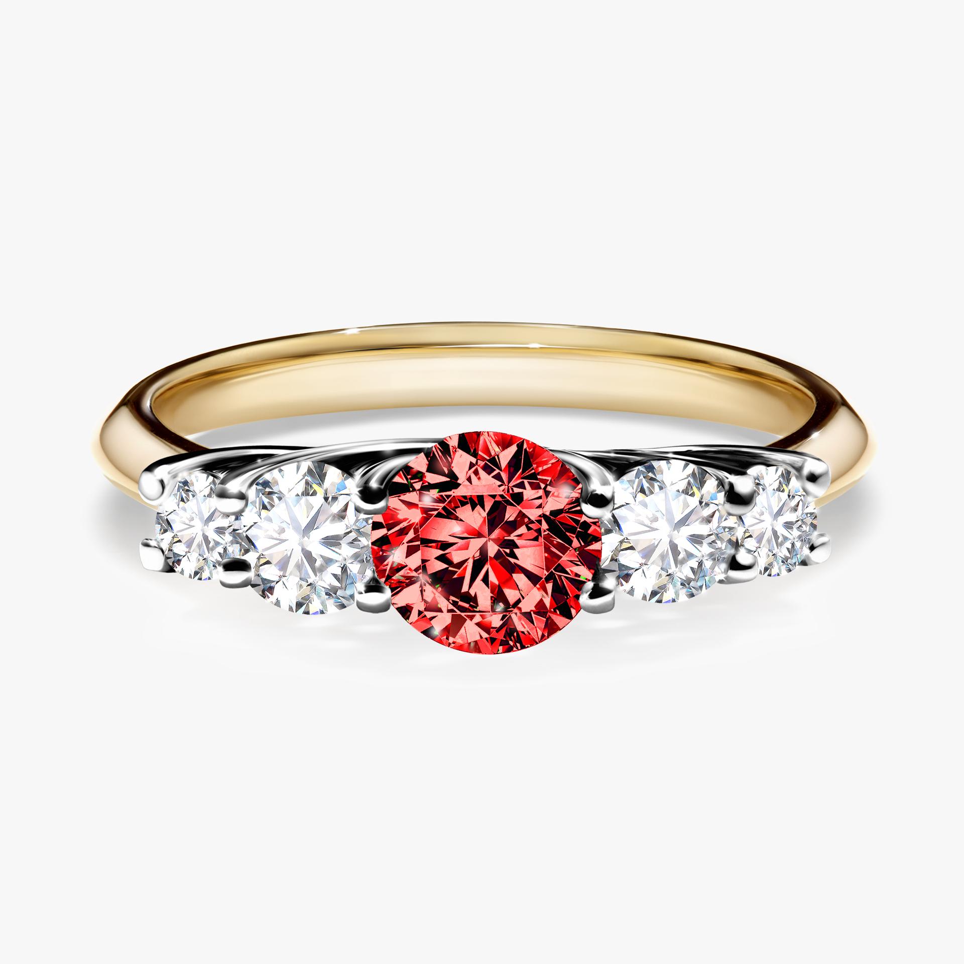 Pierscionek zareczynowy z diamentem czerwony 096 CT z zoltego zlota my darling 01