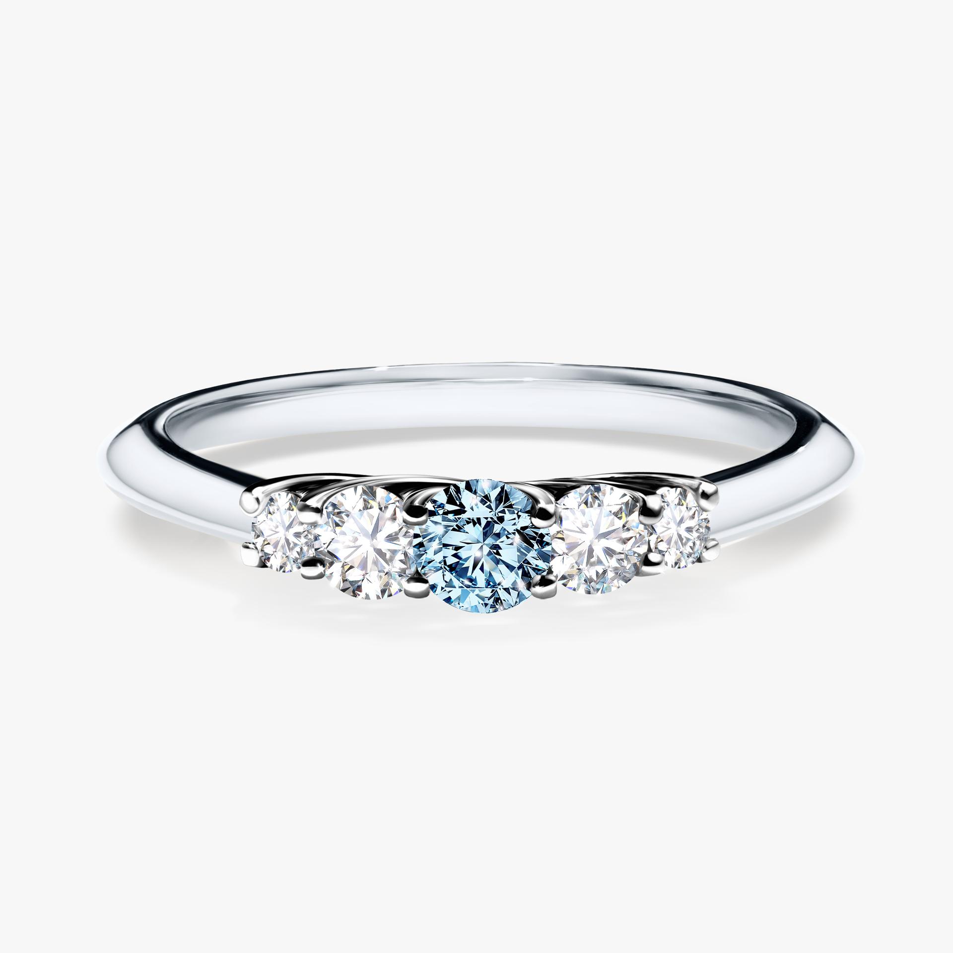 Pierscionek zareczynowy z diamentem niebieski 022 CT z bialego zlota my darling 01