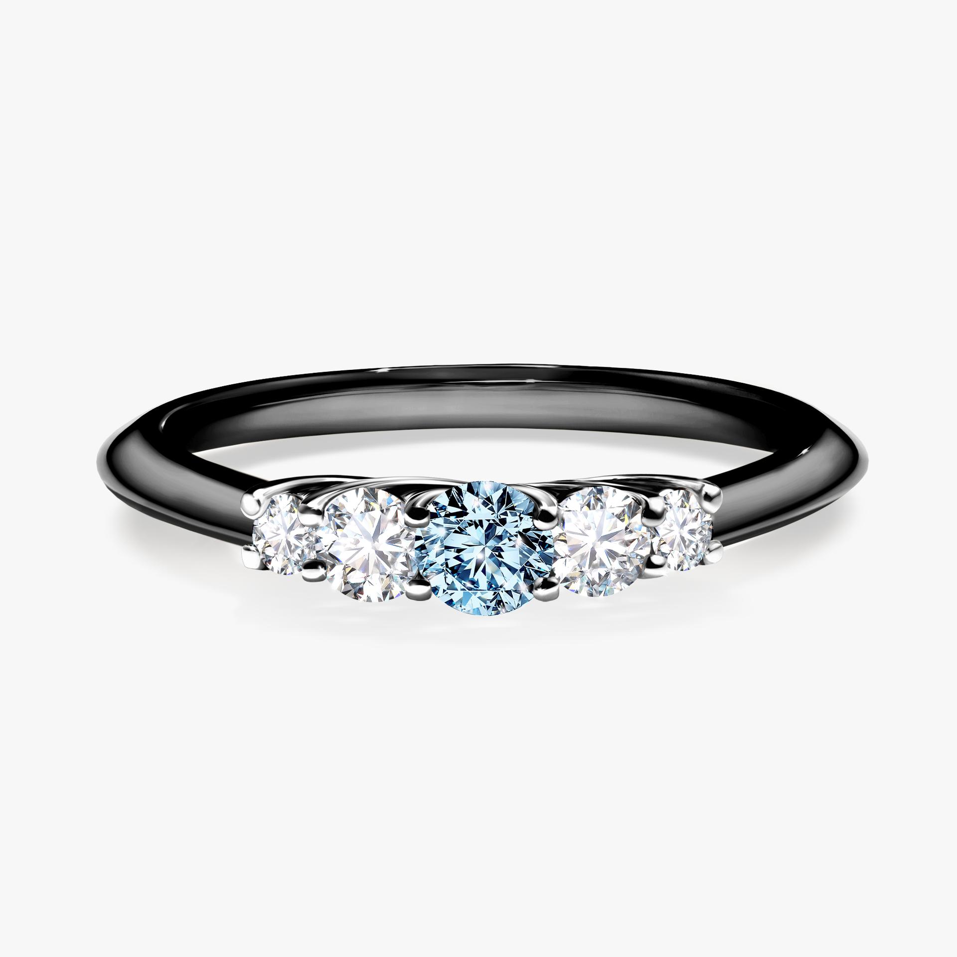 Pierscionek zareczynowy z diamentem niebieski 022 CT z czarnego zlota my darling 01