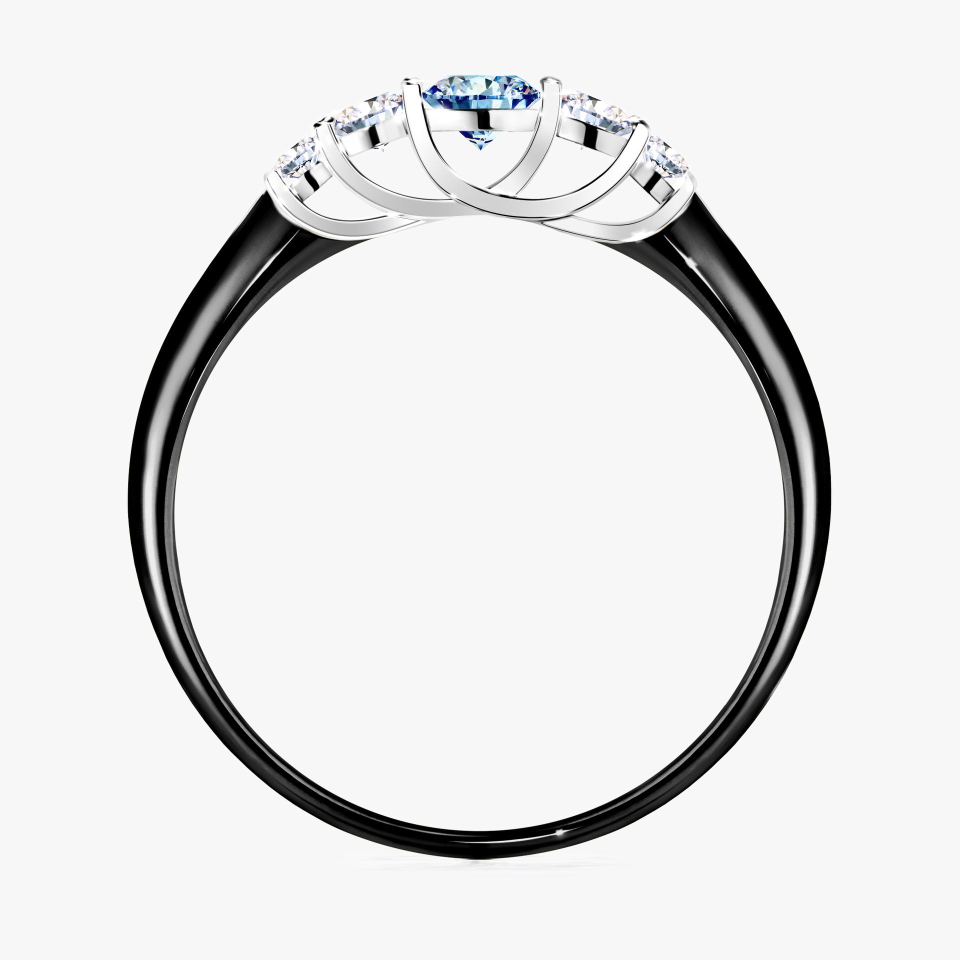 Pierscionek zareczynowy z diamentem niebieski 022 CT z czarnego zlota my darling 02