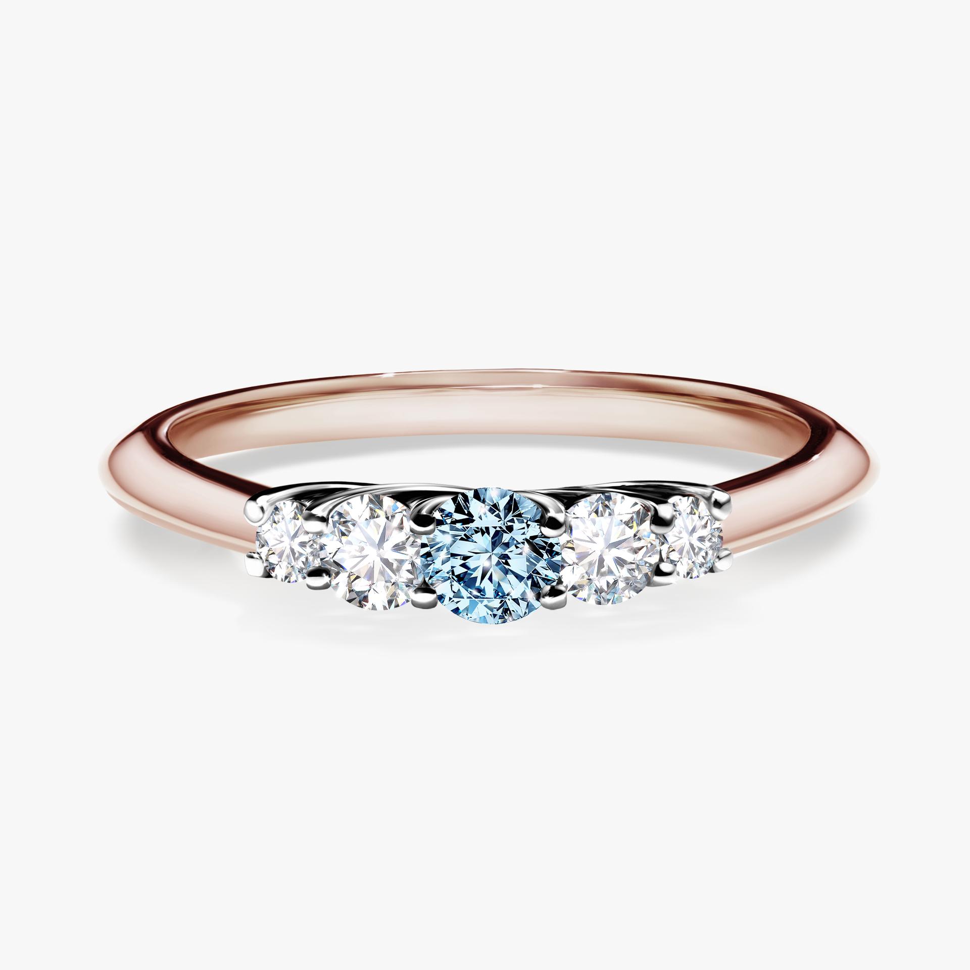 Pierscionek zareczynowy z diamentem niebieski 022 CT z rozowego zlota my darling 01