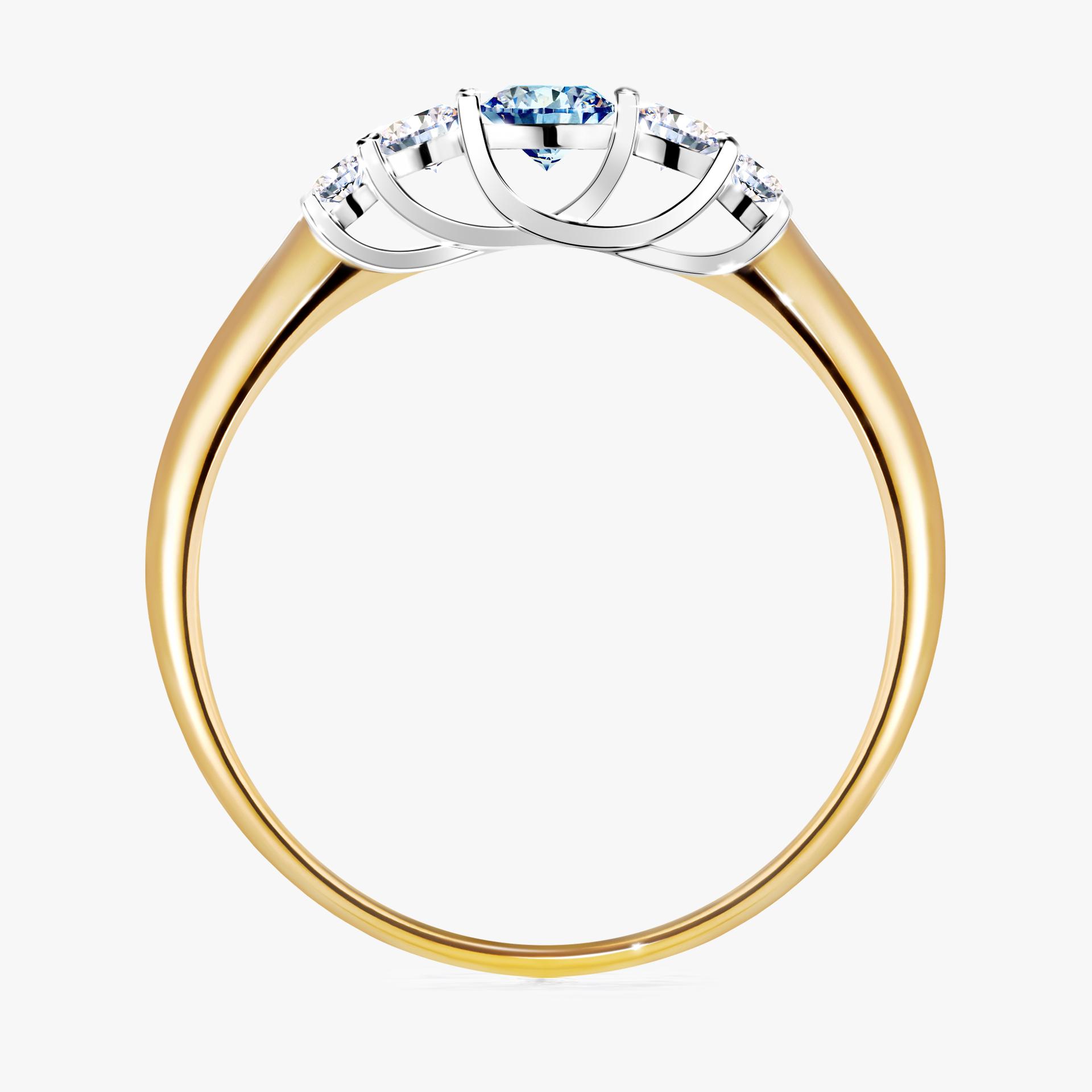 Pierscionek zareczynowy z diamentem niebieski 022 CT z zoltego zlota my darling 02