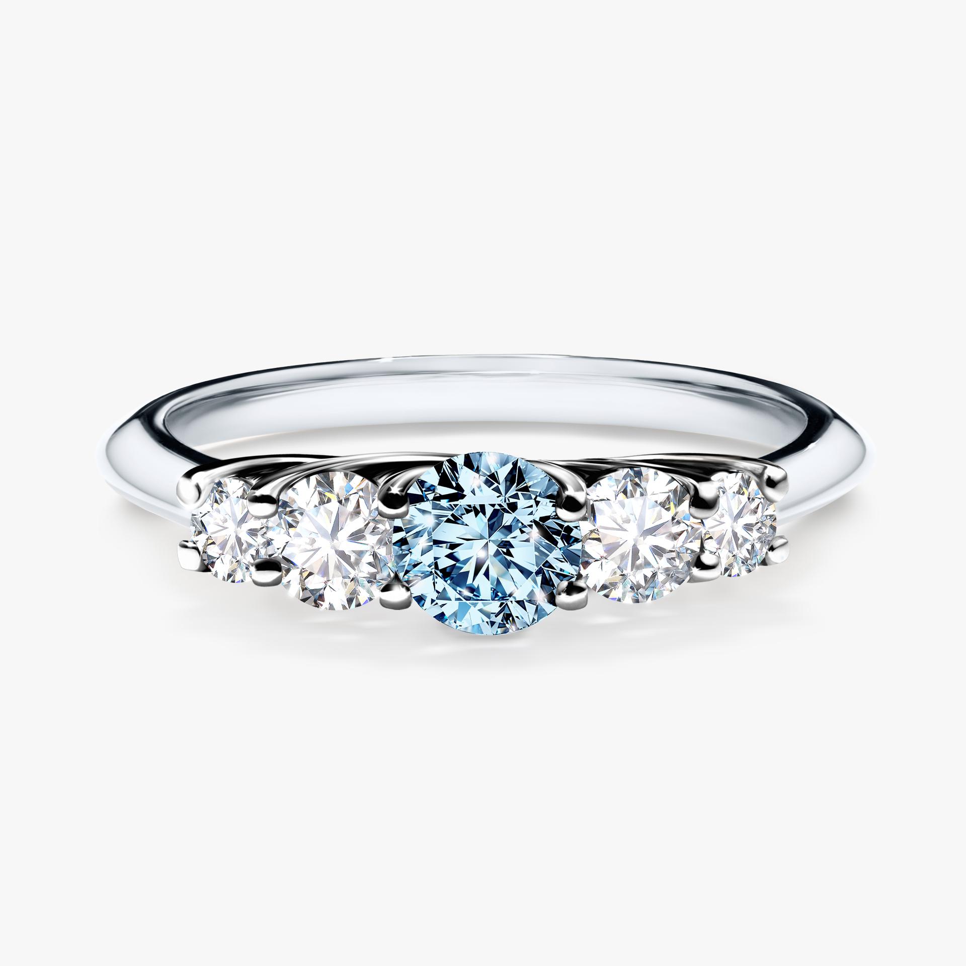 Pierscionek zareczynowy z diamentem niebieski 053 CT z bialego zlota my darling 01