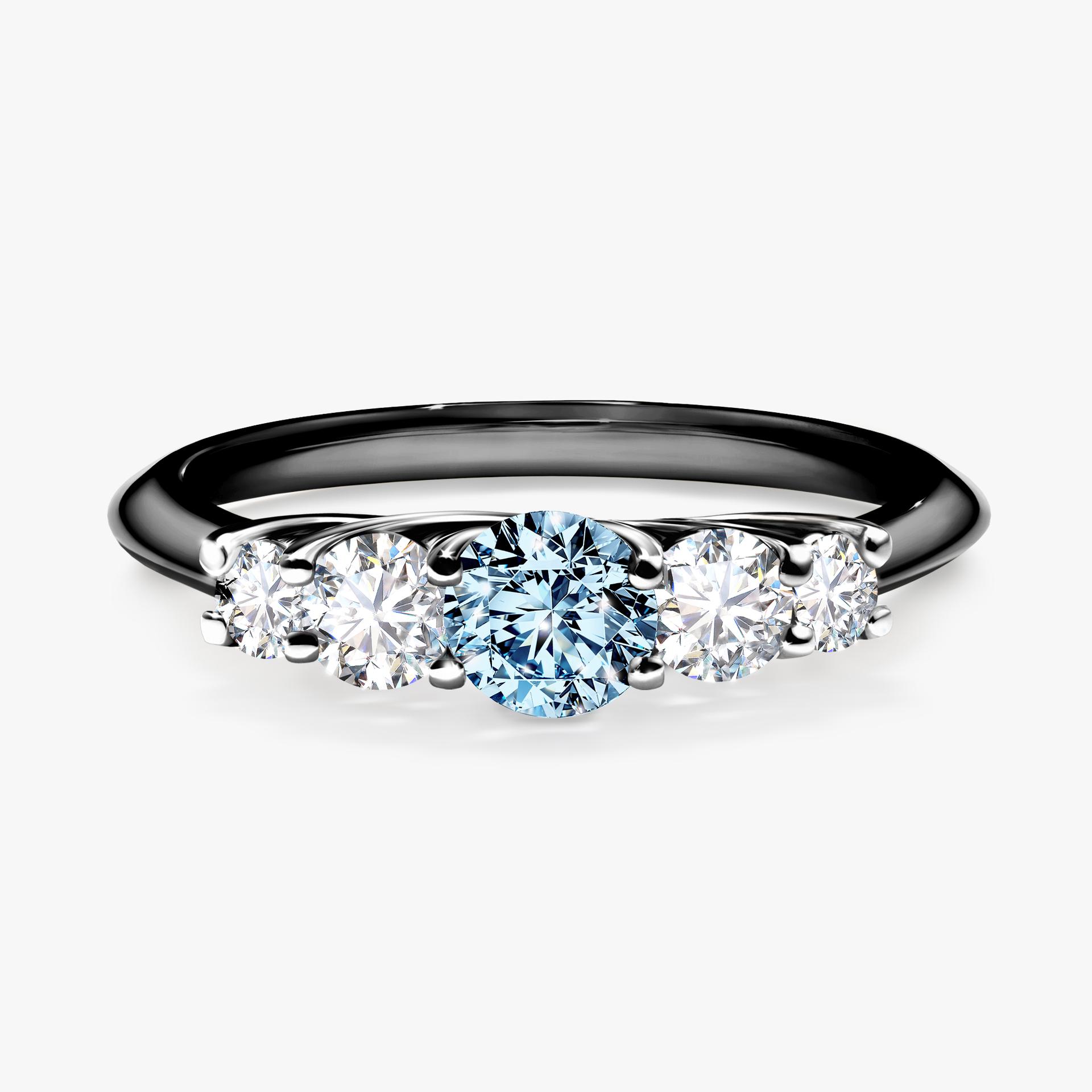 Pierscionek zareczynowy z diamentem niebieski 053 CT z czarnego zlota my darling 01
