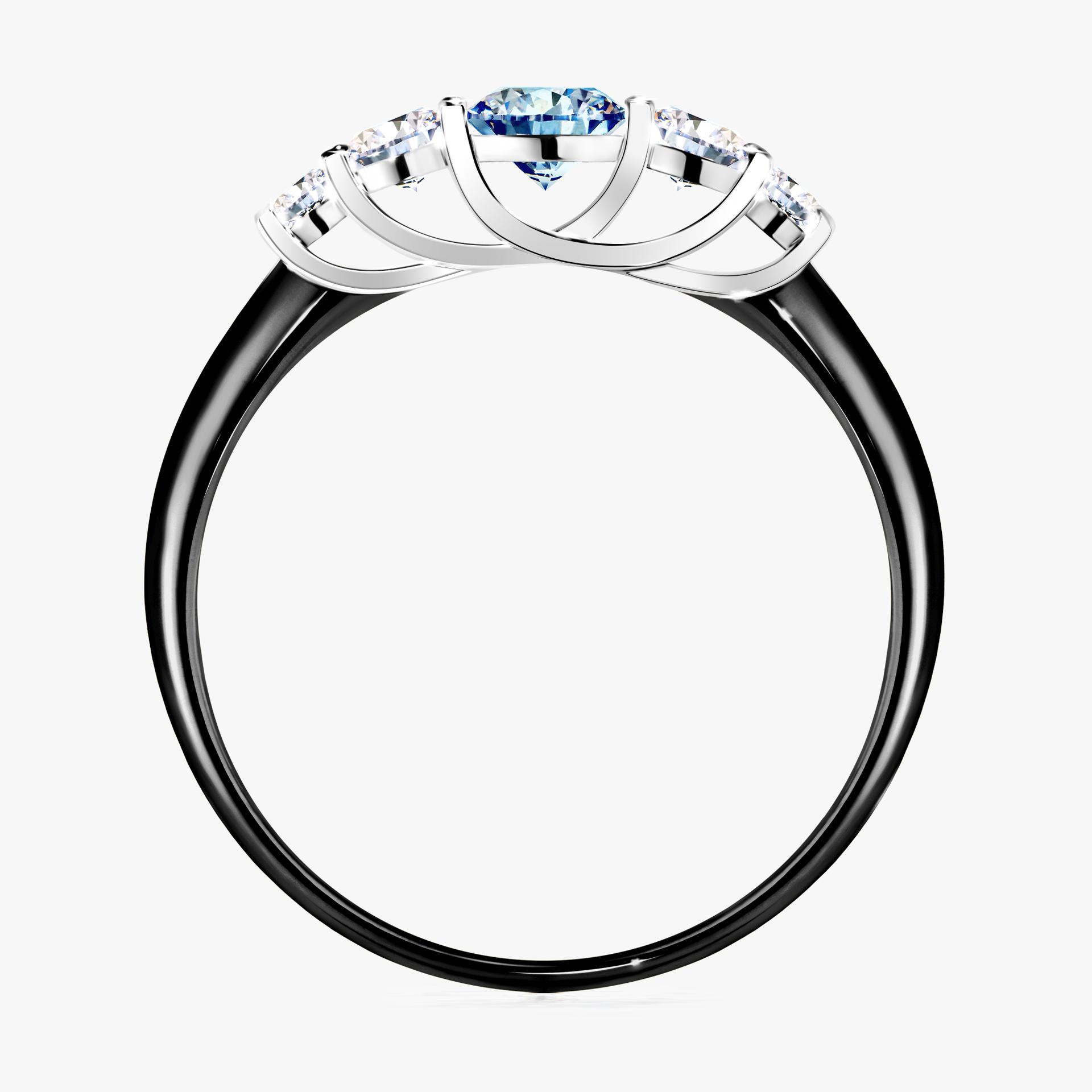 Pierscionek zareczynowy z diamentem niebieski 053 CT z czarnego zlota my darling 02