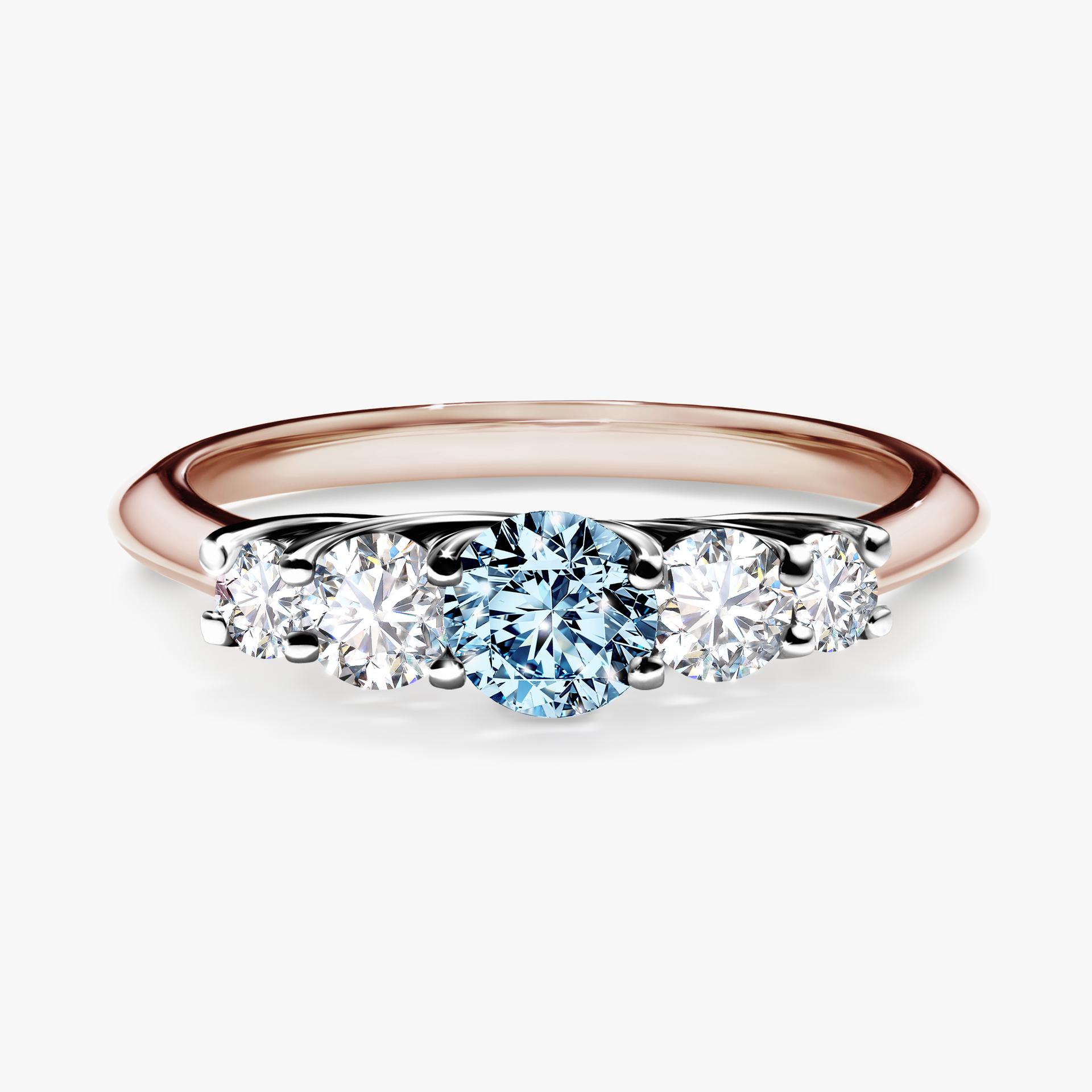 Pierscionek zareczynowy z diamentem niebieski 053 CT z rozowego zlota my darling 01