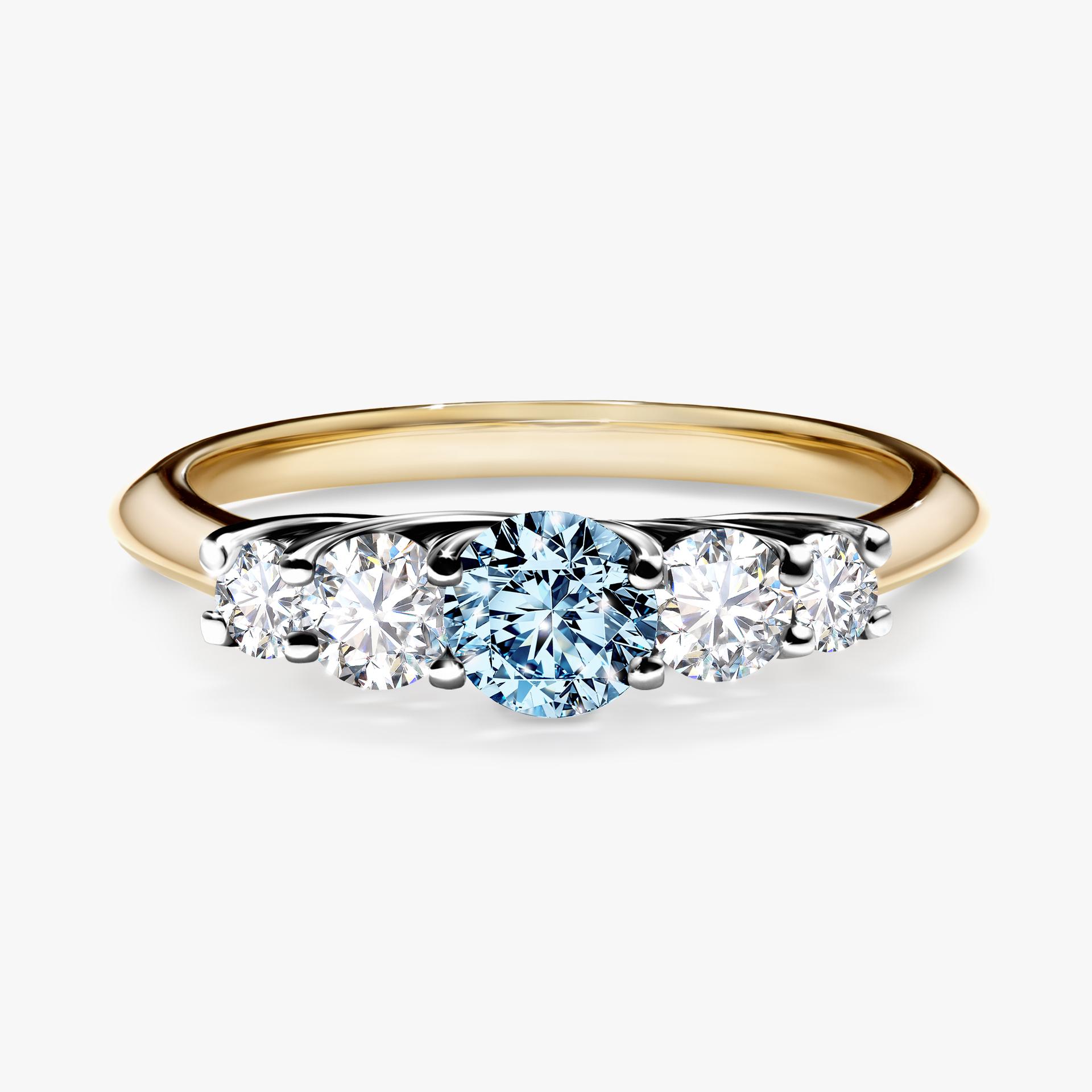 Pierscionek zareczynowy z diamentem niebieski 053 CT z zoltego zlota my darling 01