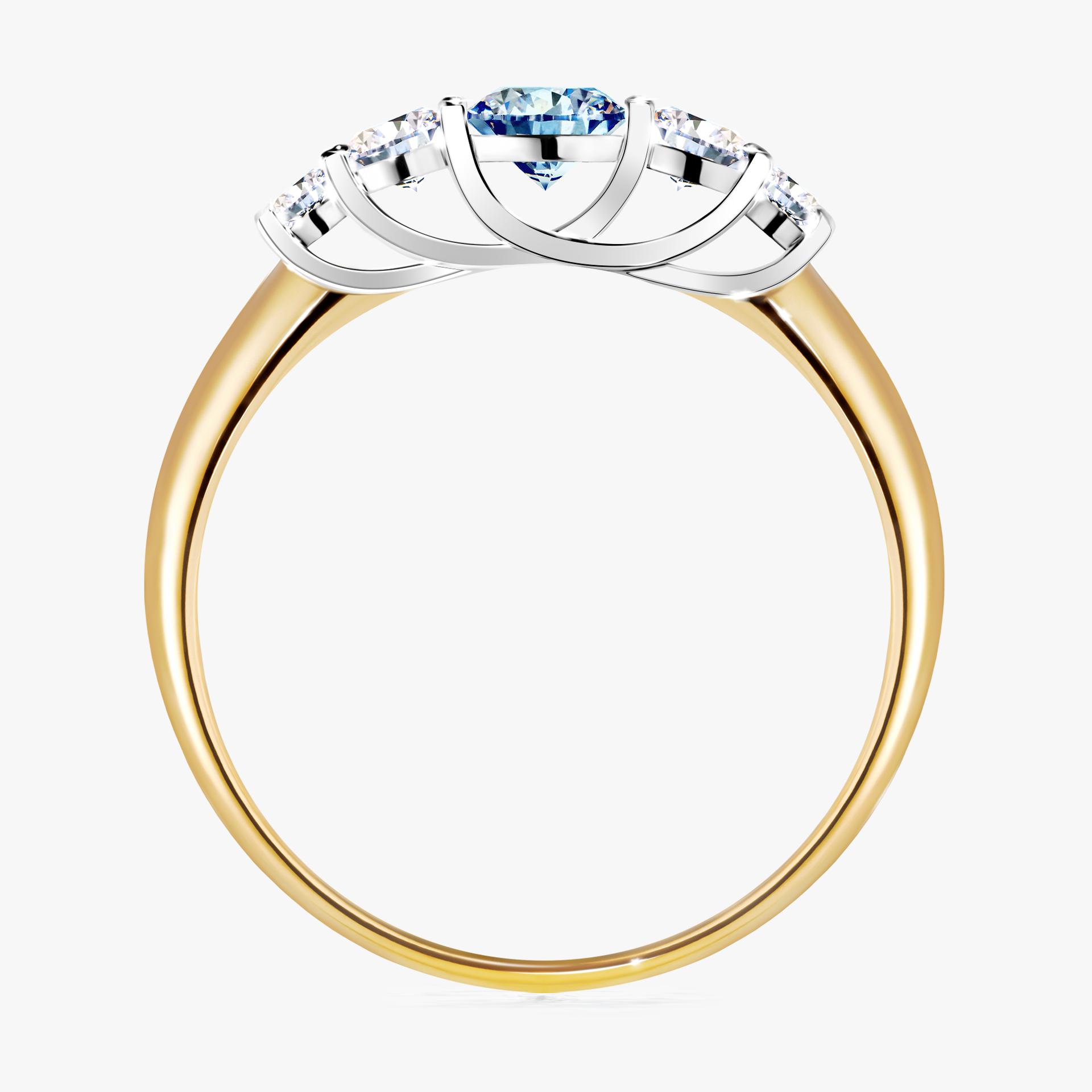 Pierscionek zareczynowy z diamentem niebieski 053 CT z zoltego zlota my darling 02